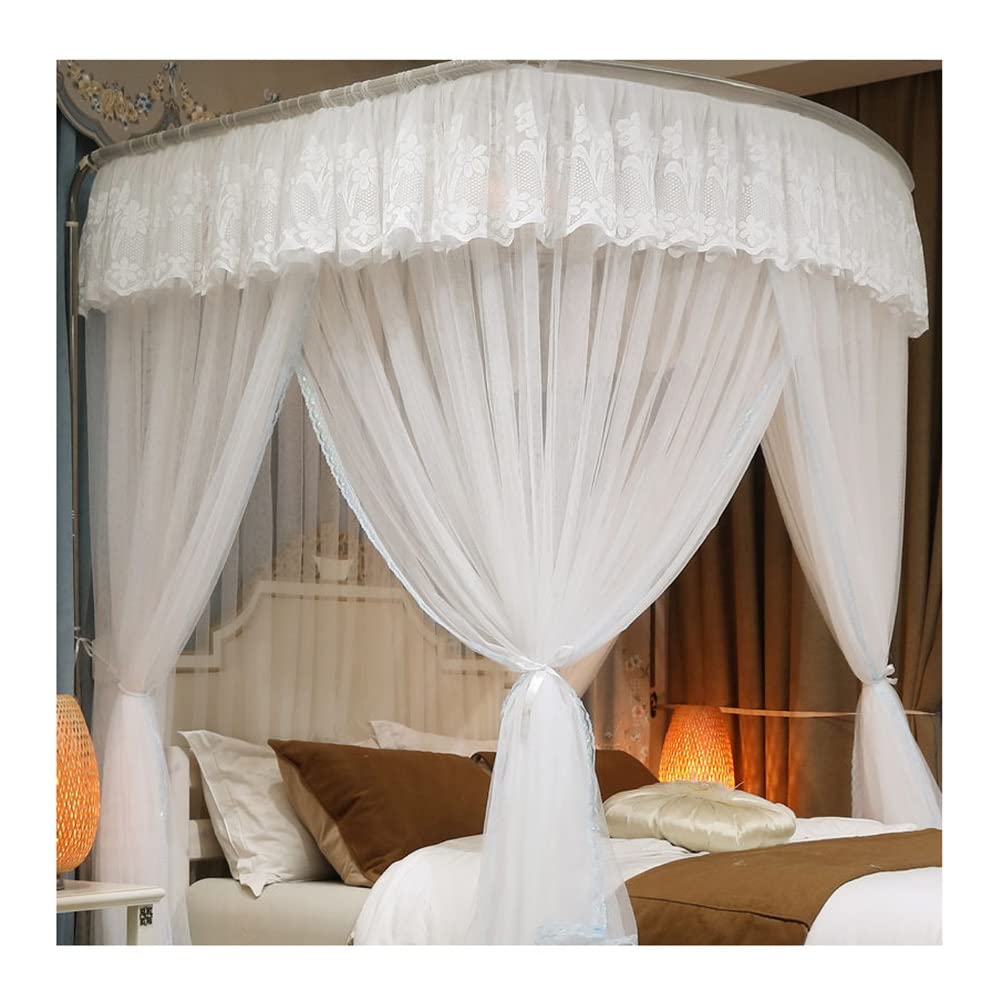 Moustiquaire pour lit à baldaquin chic blanc 180x200 en voilage premium