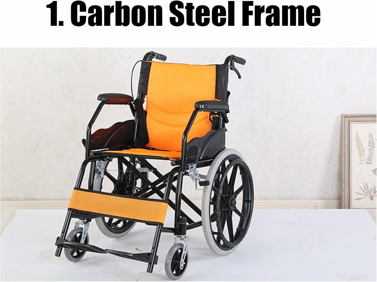 Silla Ruedas Ligera y Plegable con Freno Tambor, Silla Ruedas Viaje para discapacitados, Sillas Ruedas Ligeras y Estrechas con autopropulsión, Capacidad Carga 150 kg, Ancho del Asiento 44,5 cm D