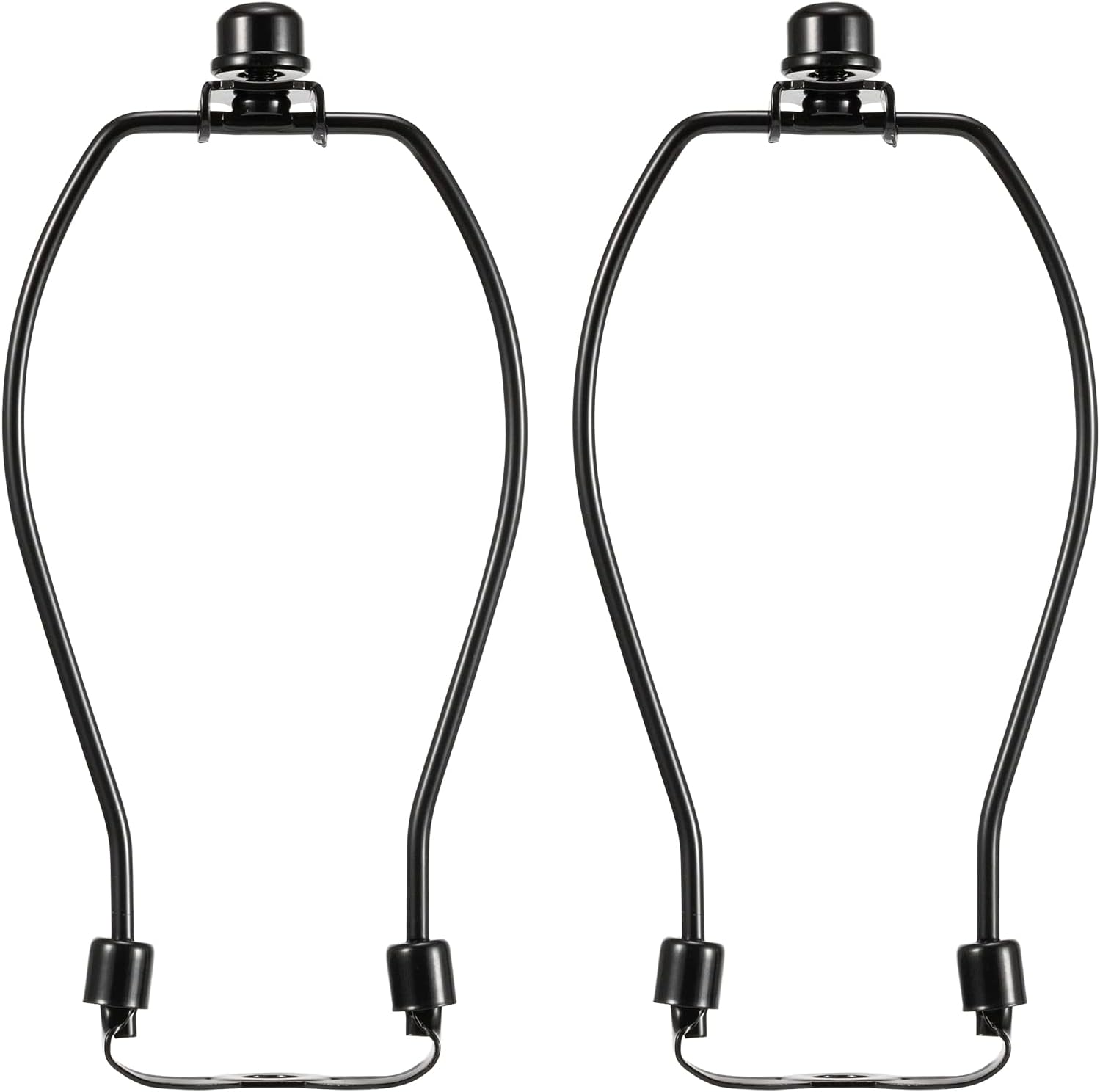 10 Inch Lamp Harp Kits, Nickel Finish, 3/8” Saddle Base Holes, Light-Duty, Pack of 2 Replacements for Table Lamp DIY Shade Holders (Not for Heavy Shades)