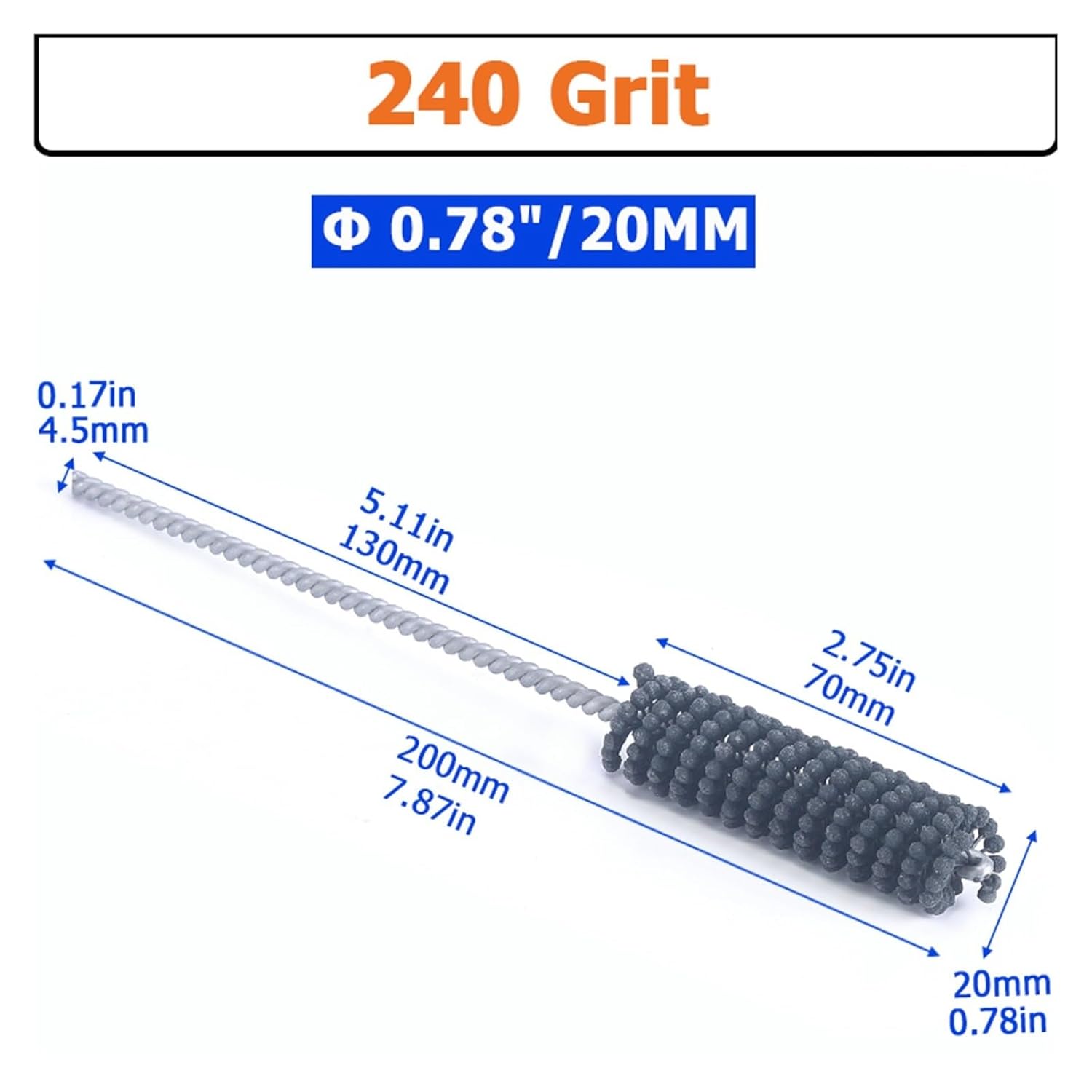 Abrasive Ball Deburring Brush POP Industrial Abrasive Hone Brush 240Grit SiC Ball Bore Deburing Deglazing Surface Finishing Robotic Power Tool Drill CNC(Diameter 20mm)