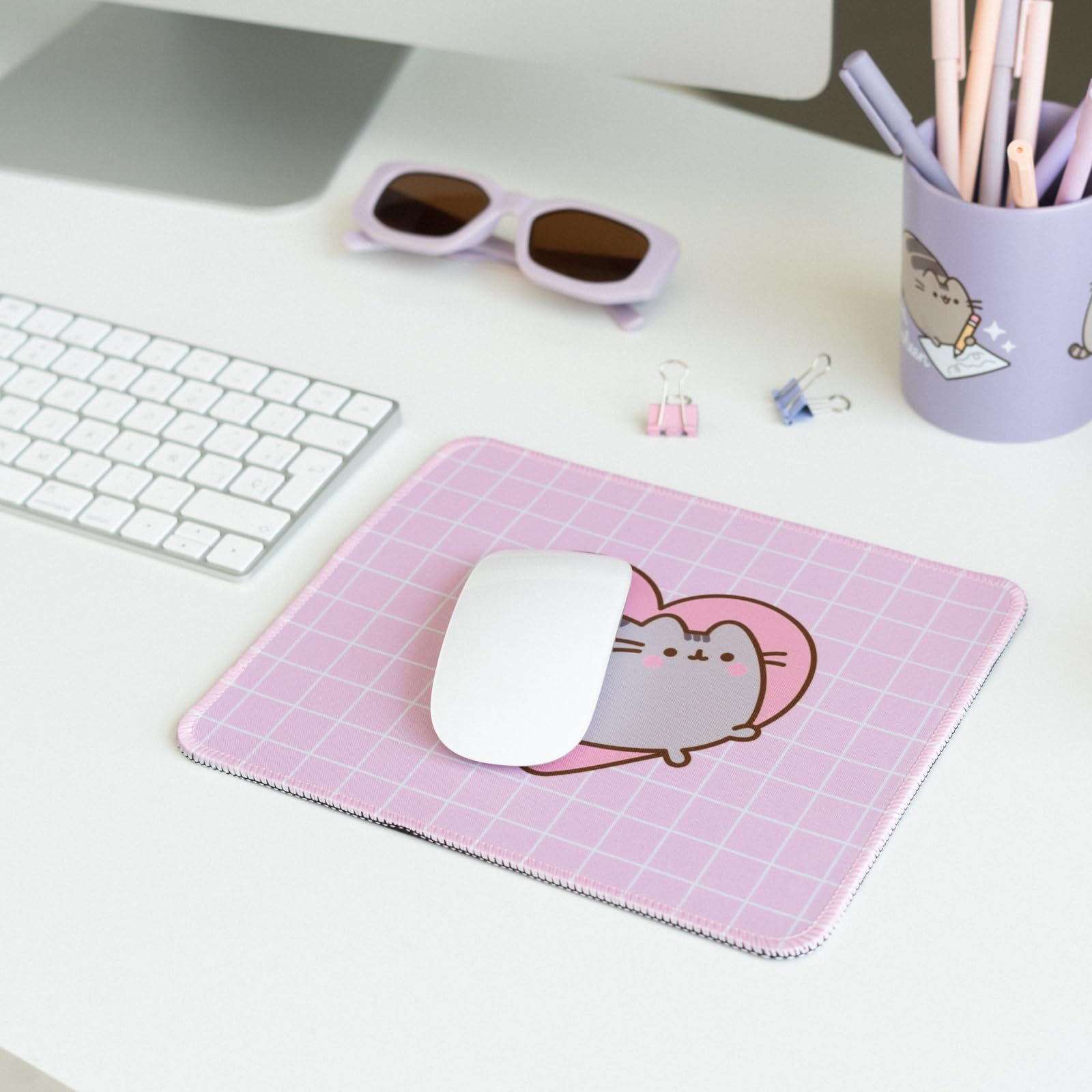 Grupo Erik Pusheen Mouse Pad | Non-Slip Rubber Base & Waterproof Gaming Mat | Pusheen Gifts | Pink Mat | Small Merch