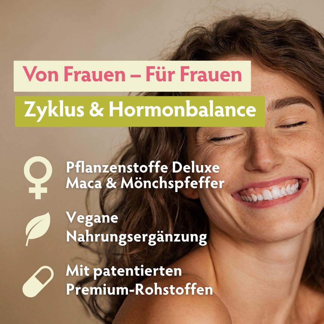 PuriaFAM® Zyklus - 180 Zyklus Tabletten - Maca, Mönchspfeffer, Shatavari, Inositol, Frauenmantel, Eisen - Vegane Hormon Balance