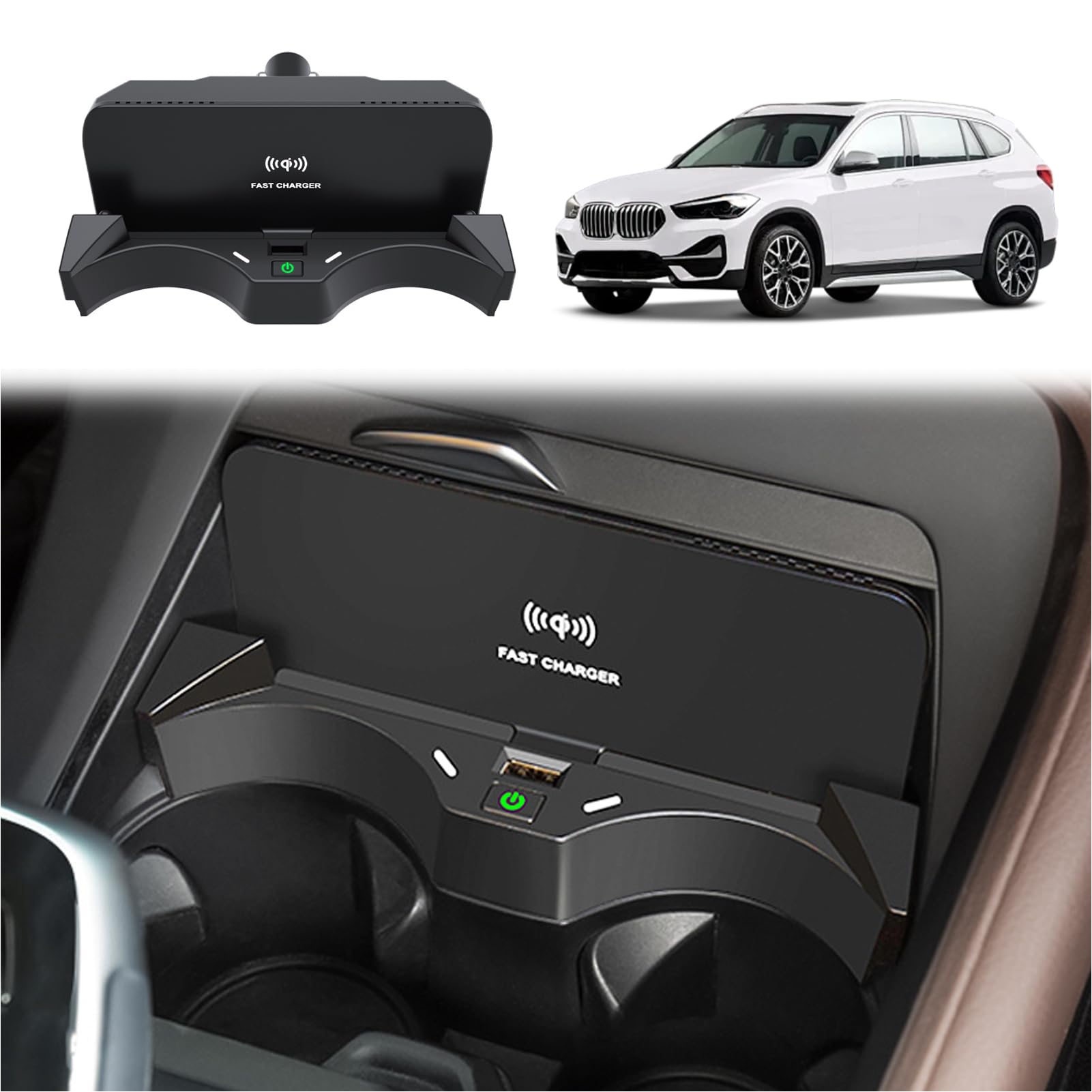 Chargeur sans Fil Voiture pour BMW X1 2016-2019,15W Chargeur De Téléphone à Charge Rapide,Chargeur pour Console Centrale,Station De Charge De Téléphone Mobile Véhicule