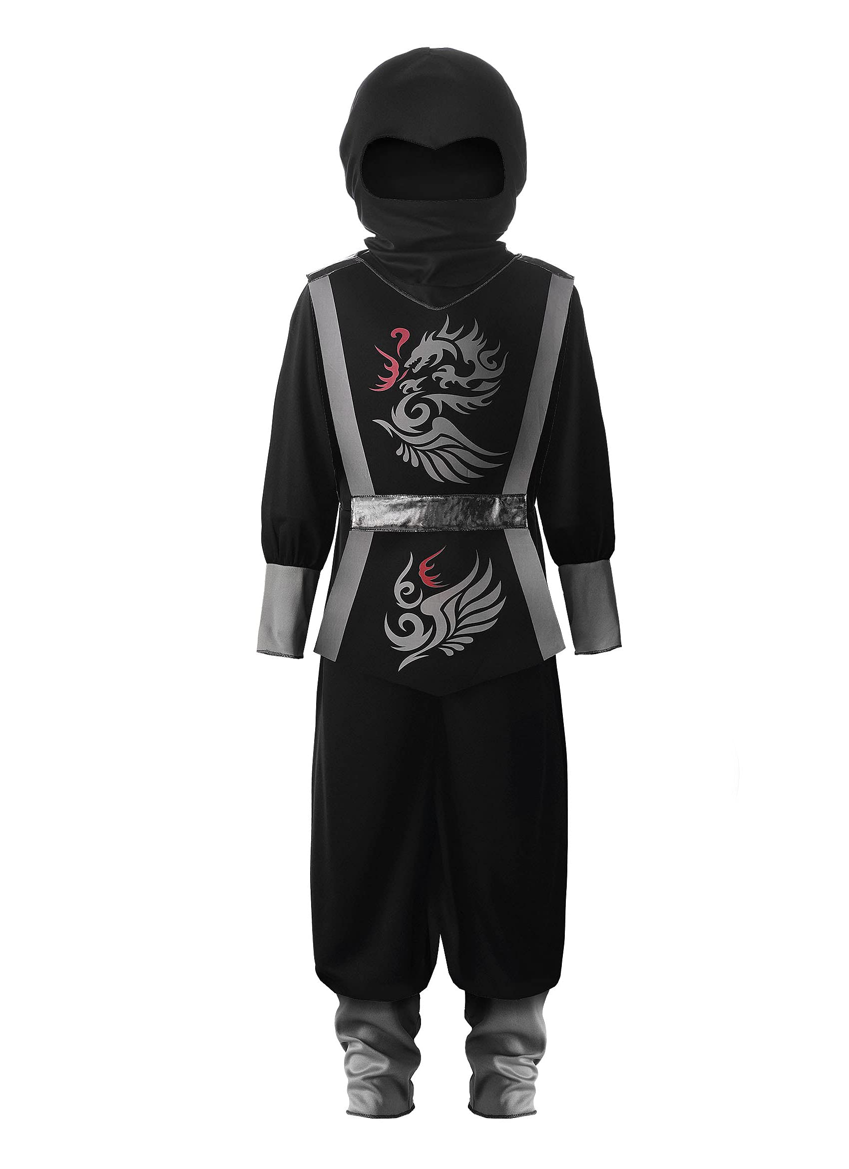 ReliBeauty Kids Ninja Costume Boy Halloween Costumes for Boys Dress Up Party Black & Gray