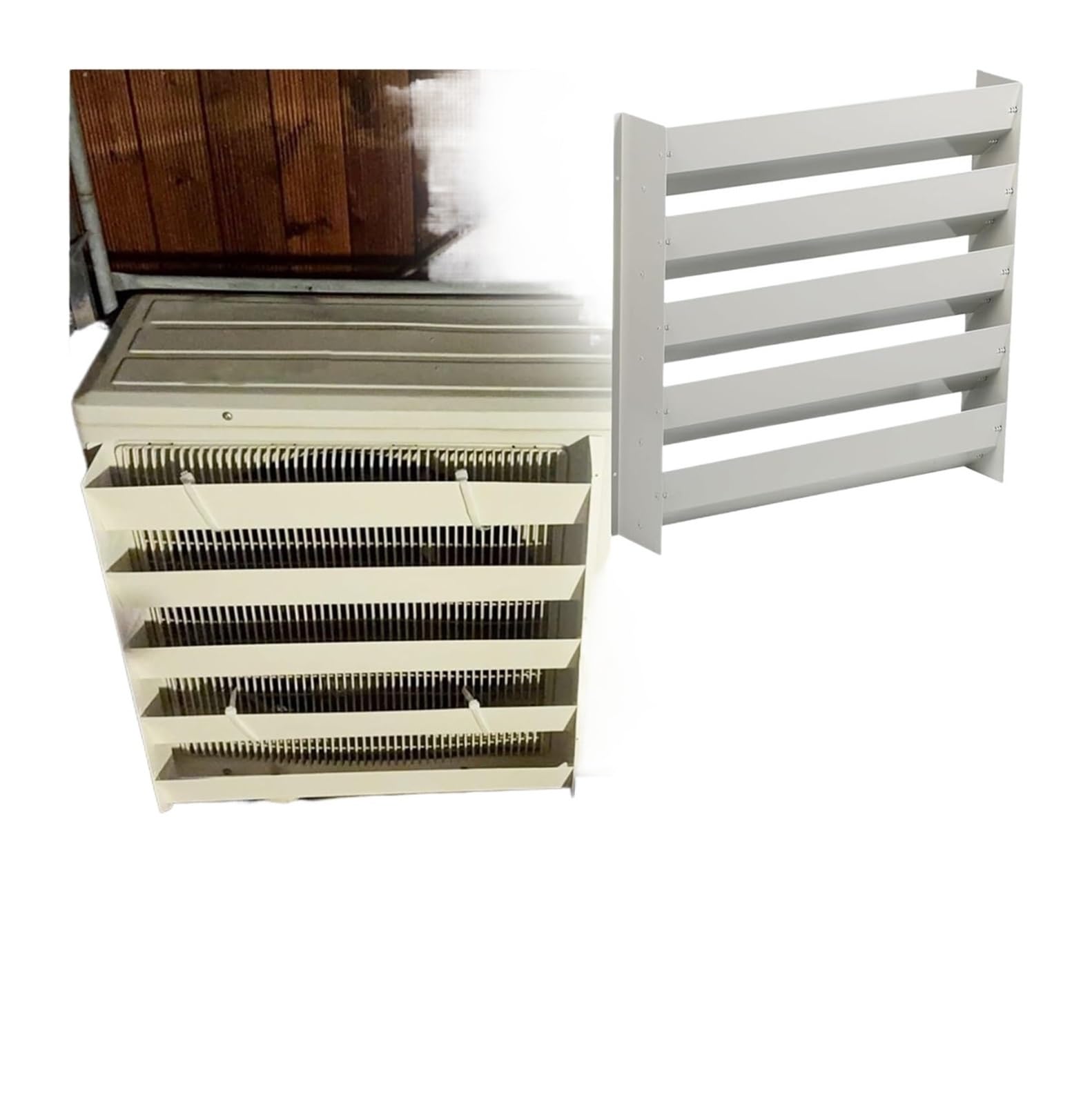 aria condizionata all'esterno, Deflettore CA esterno for pompa di calore Copertura rimovibile Raccordi inclusi 17,7-25,6 pollici(17.7x17.7in)
