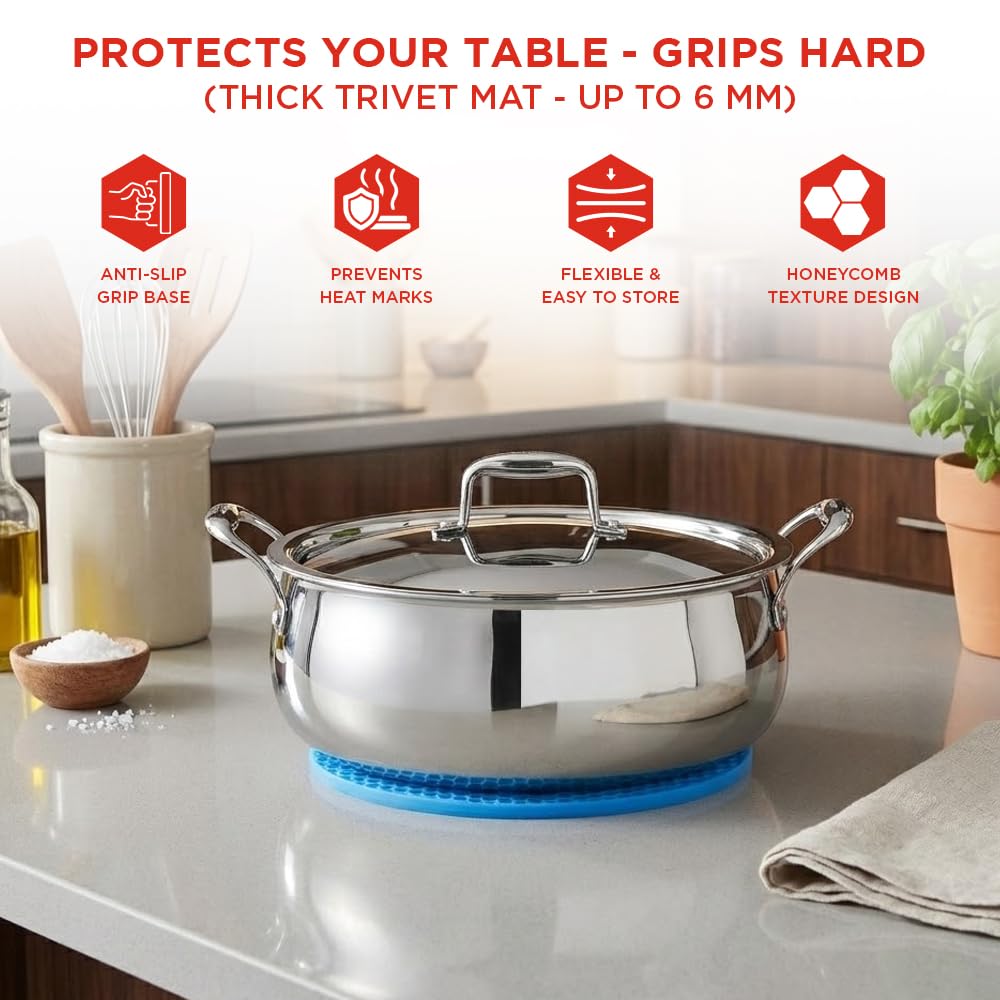Vinod Platinum Chef’s Lagan Pot 28 cm - 7 Litre | Triply Stainless Steel Biryani Pot Heavy Bottom | Shallow Lagan Handi for Cooking Biryani | Healthy Triply Cookware, Induction Friendly, with Lid — Amazon image 3