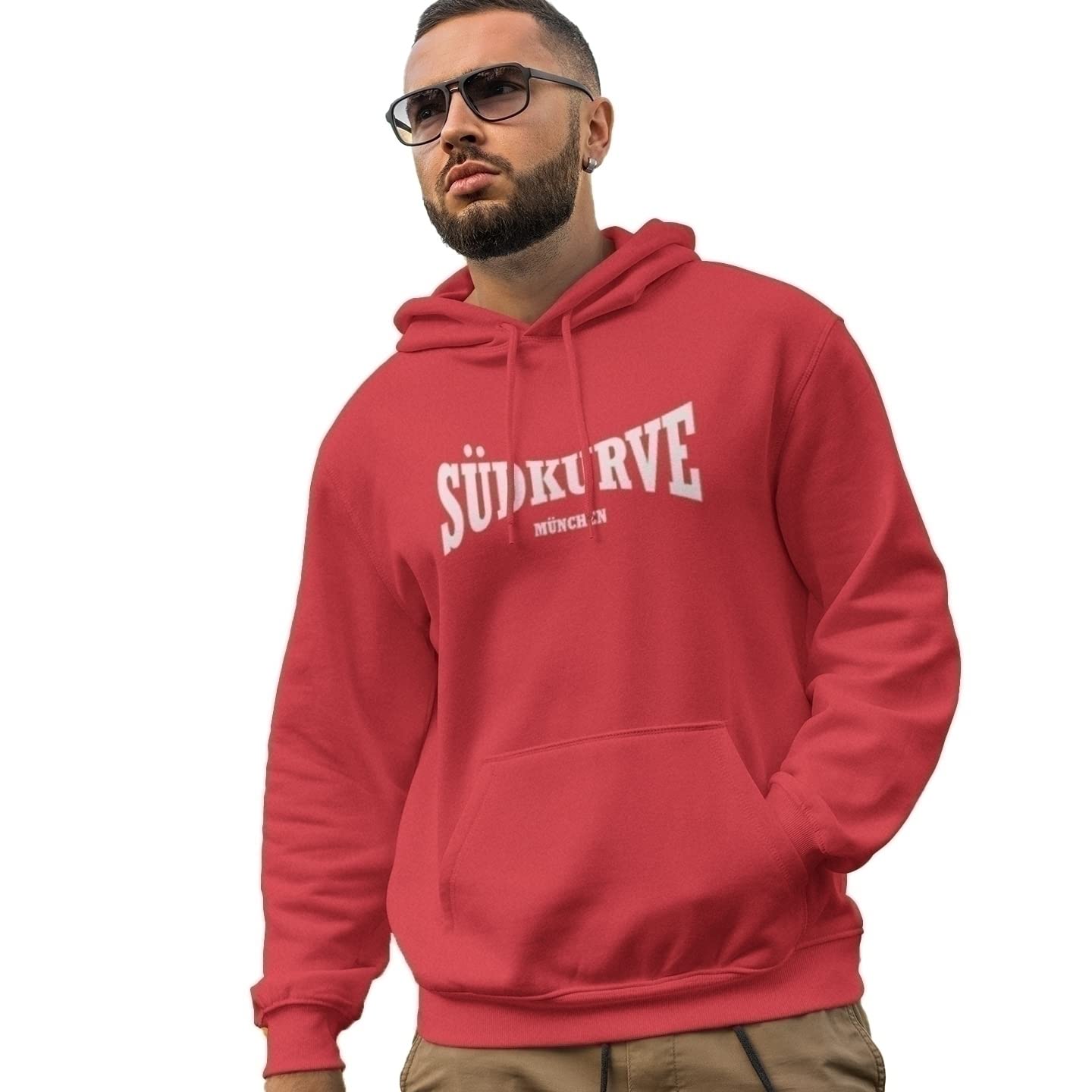Herren Pullover Hoodie Südkurve München Bayern rot