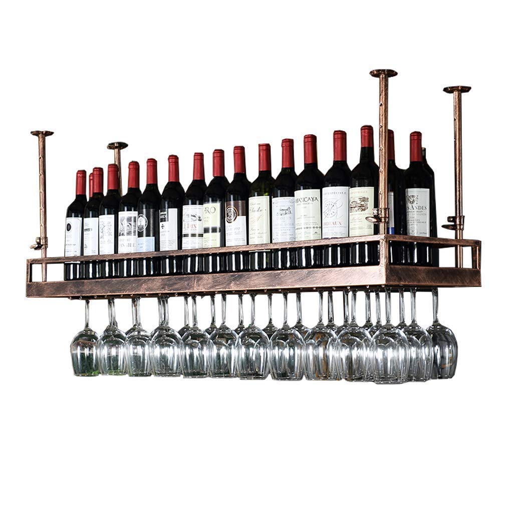 Porte-bouteille de vin réglable marron 120x35 cm avec support pour verres à pied