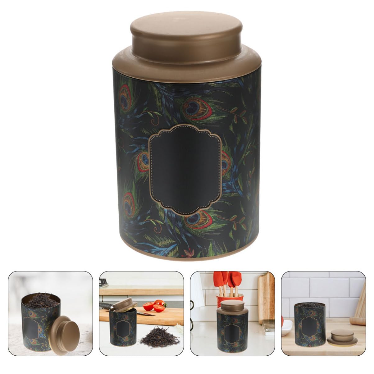 Tarro de Hojalata para Té, 2 Piezas, Azul, Hermético