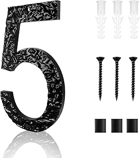 8 Inch House Numbers for Outside,Modern Floating Black House Numbers,Address Numbers,Bump Mapping Design,Acrylic Material,911 Visibility Signage (5)