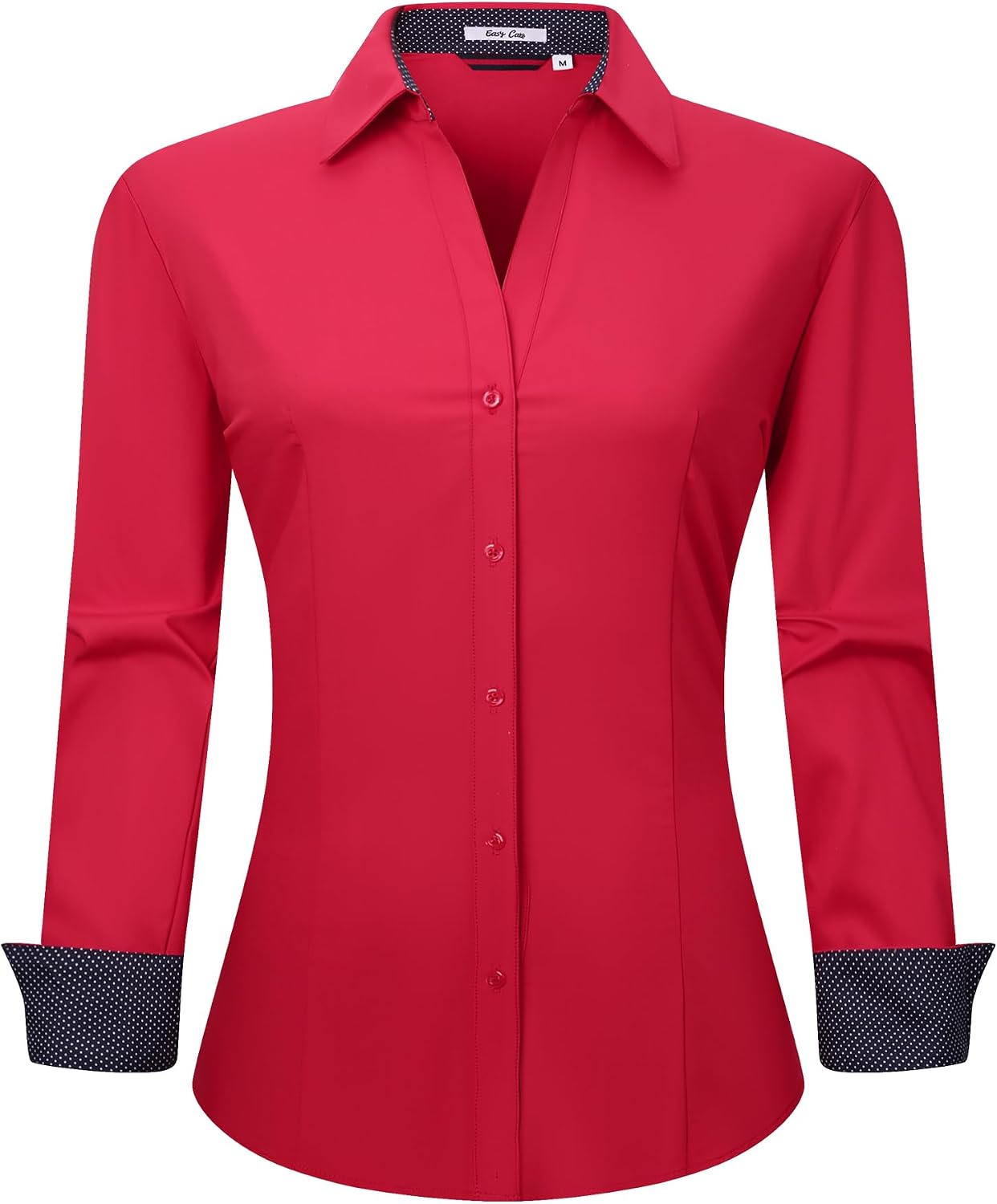 Damipow Womens Dress Shirts Wrinkle Free Button Down Shirt Long Sleeve Blouses for Work Professional