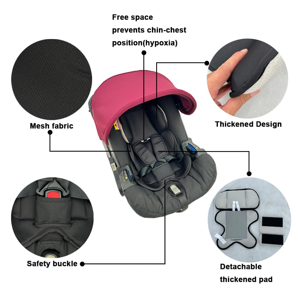 Cuscino di supporto per la testa e il corpo, compatibile con seggiolino auto e passeggino Doona, spessore regolabile, tessuto a rete traspirante delicato sulla pelle