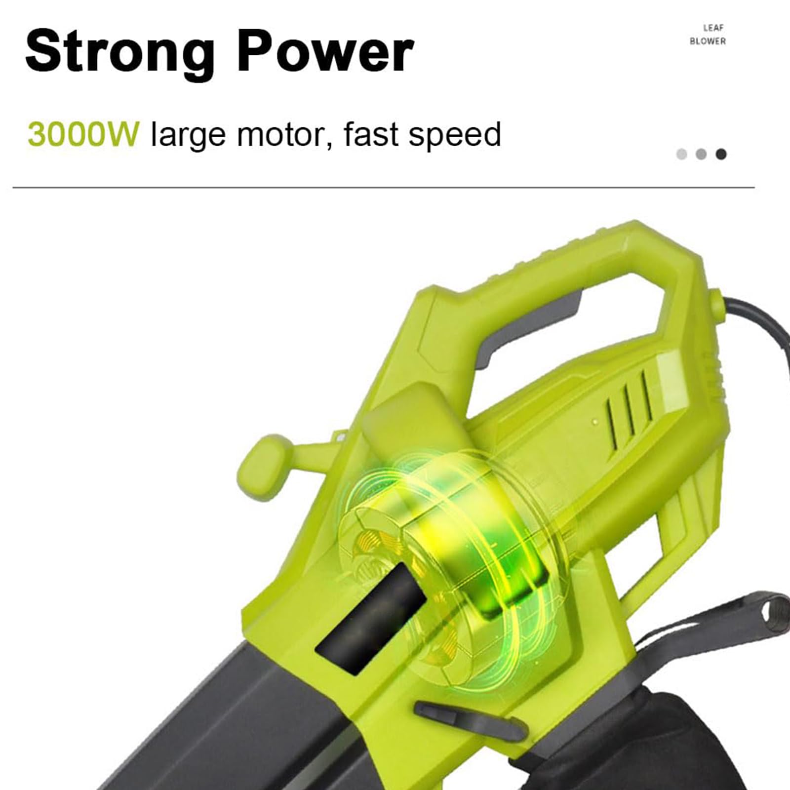 Soplador y Aspirador de Hojas 3 en 1 para jardín, 3000 W, Bolsa recolectora de 40 L, Velocidad del Viento 270 km/h, Ligero y Potente, Ideal para el Cuidado del césped.