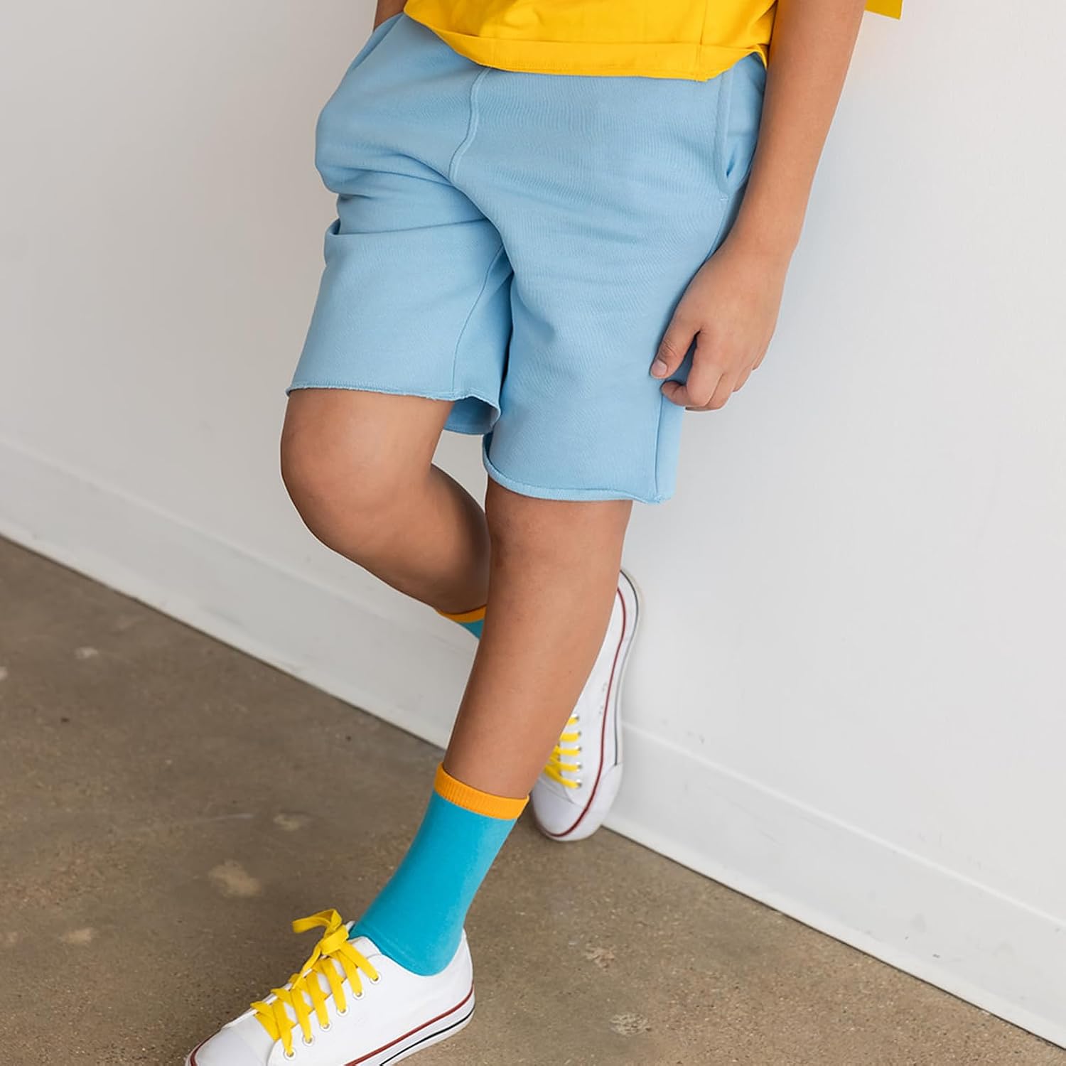 Mightly Girls' & Boys Knee Shorts - 100% Organic Cotton, Colorful & Basic Knee Shorts with Side Pockets, Toddlers & Kids