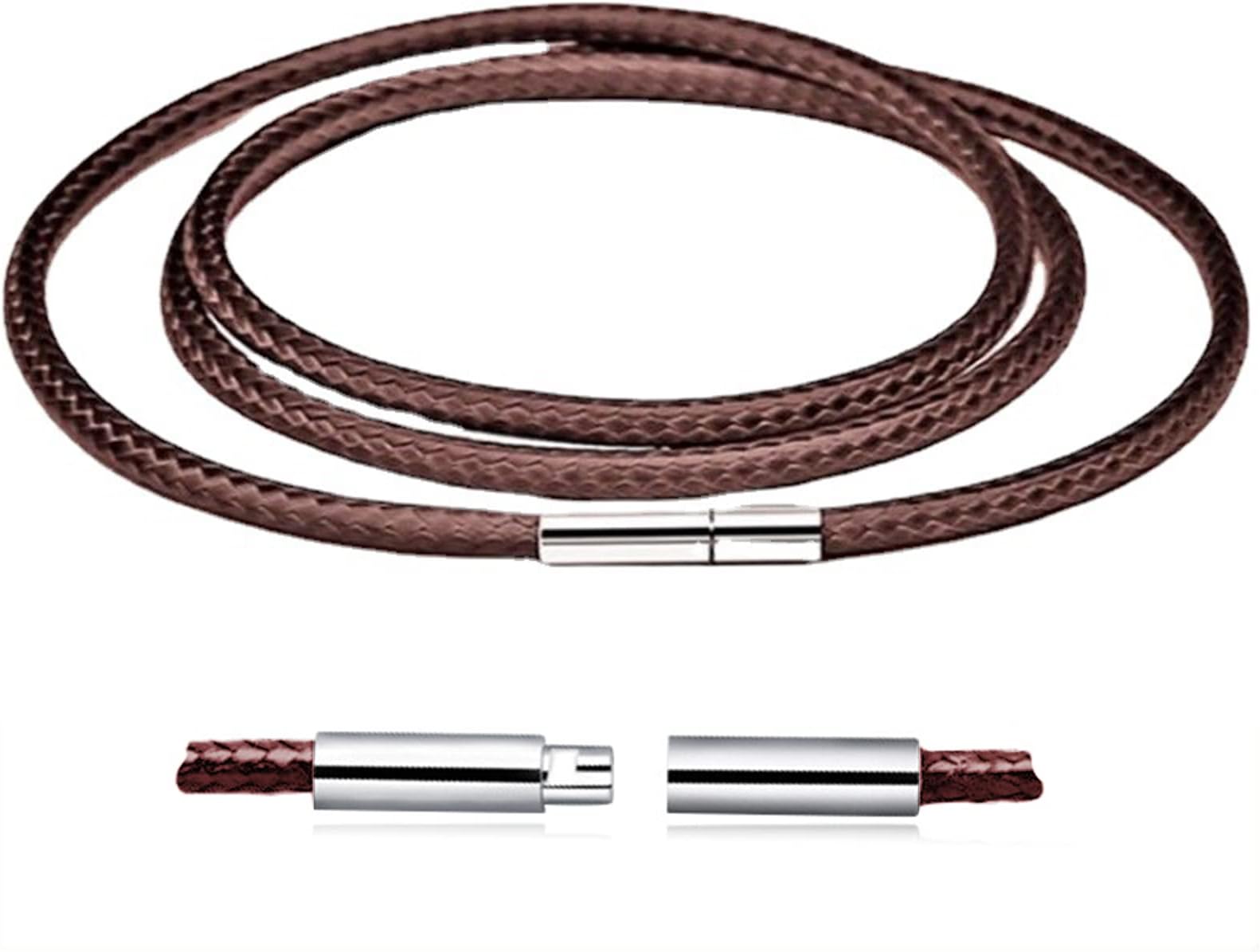 OtxasLeather Necklace Cord, 18inch-24inch Waterproof Rope Necklace for Men Women, 316L Stainless Steel Clasp, 2，3mm Width Leather Necklaces for Mens
