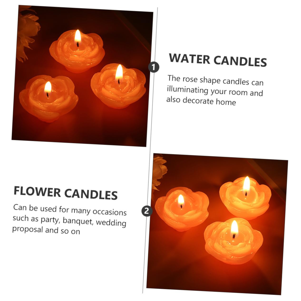 GOOHOCHY Paraffin Candles 5pcs Rose Candle Light Water Floating Candles Floating Rose Candles Water Rose Candles Flower Candles Rose Floating Candles Paraffin Water Candle Sunflower Pink