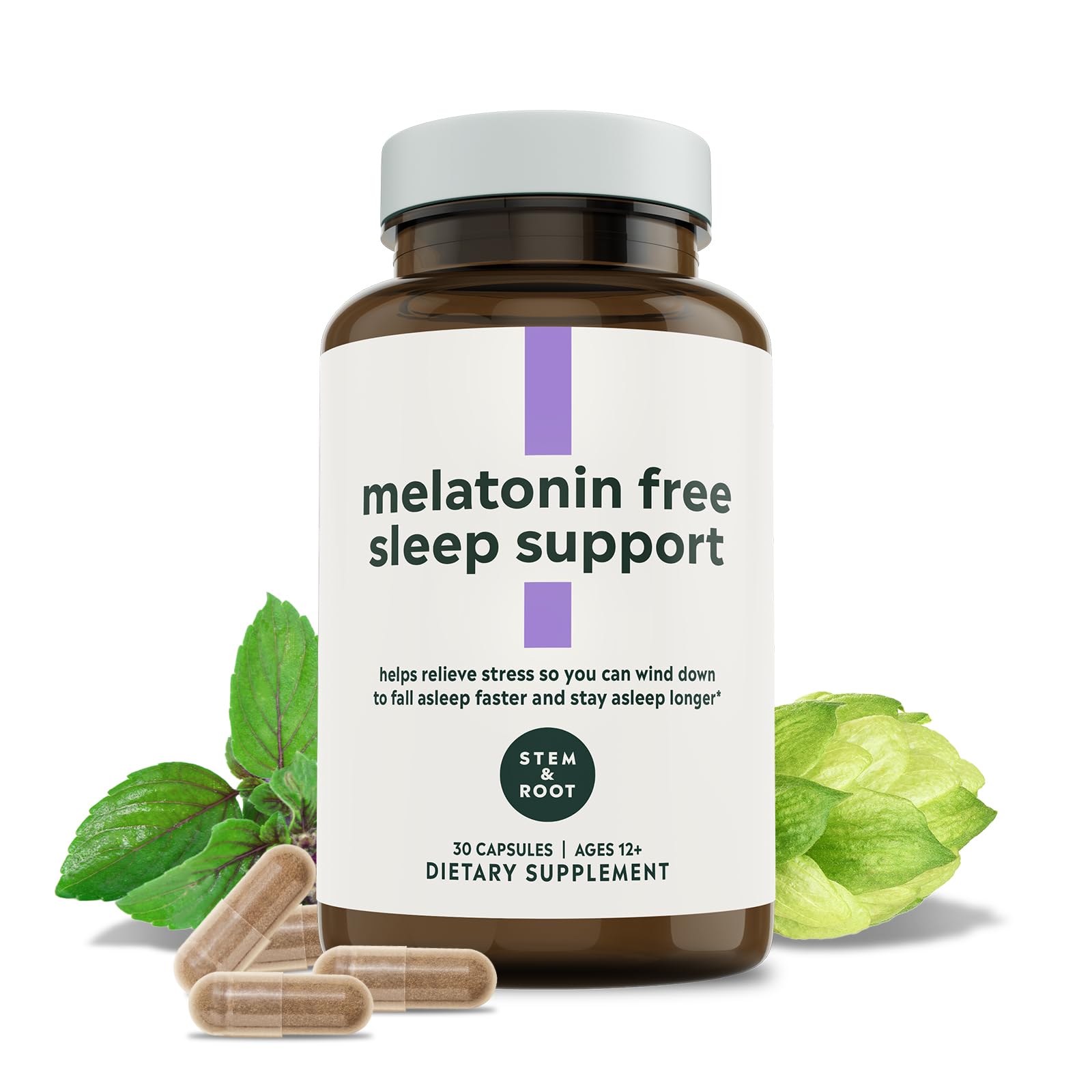 Melatonin-Free Sleep Supplement | Works with Body’s Natural Sleep Cycle | Helps You Fall Asleep Faster & Stay Asleep | Promotes Relaxation for Tranquil Sleep, 30 Capsules (1 Month Supply)