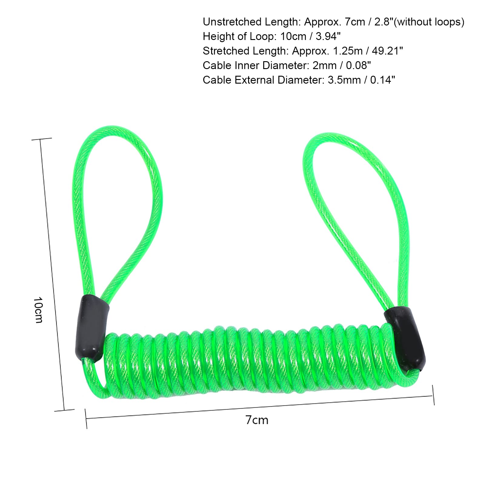 Disc Lock Motorcycle Cable Bike Alarm Disc Lock Security Steel Wire Reminder Cable For Scooter Motorcycle Motorbike Vehicle Baggage Helmet Lock (Fluorescent Green)