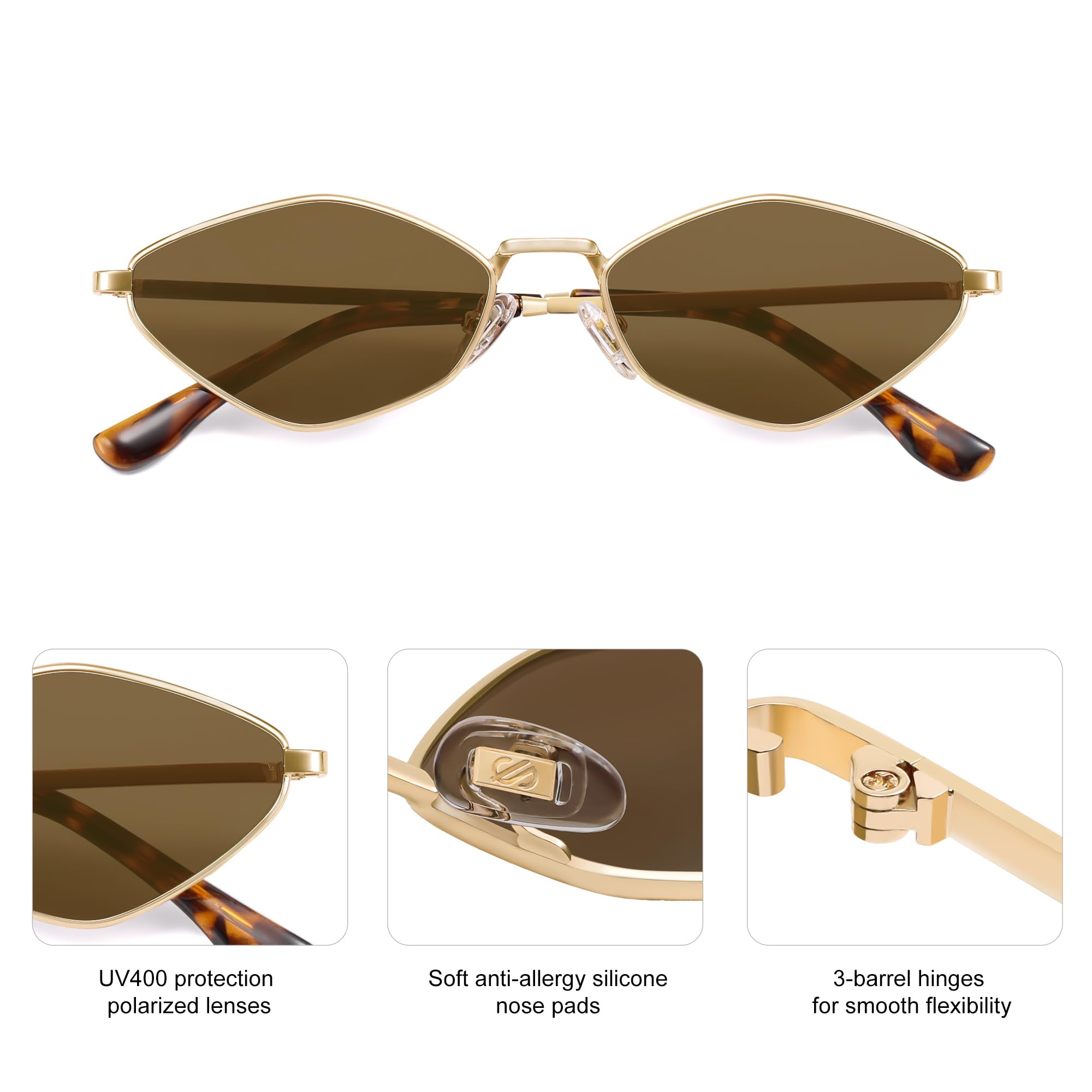 Retro Polarized Sunglasses Women Men Vintage Narrow Irregular UV400 Women main image 3