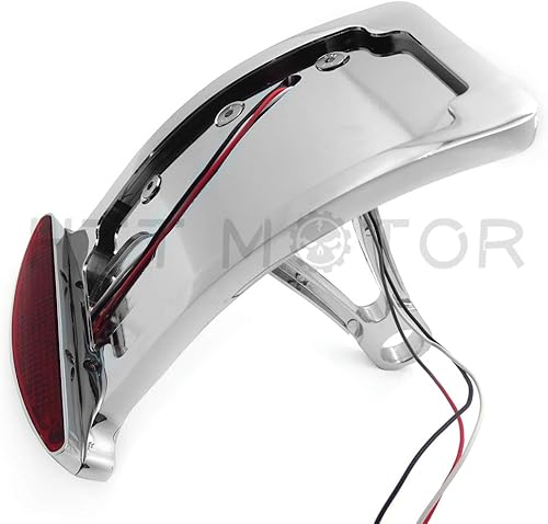 Miniatura 5 de HTTMT MT301-A-CD Soporte de placa de matrícula montado en el lado curvado cromado con luz trasera LED, eje de 78 pulgadas o 1 pulgada compatible con