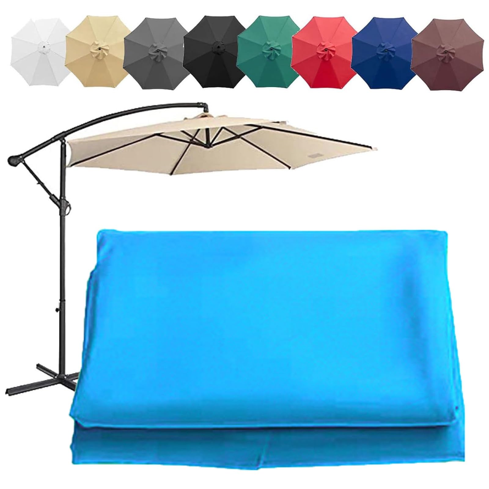 Patio Umbrella Replacement Top, Market Table Umbrella Top Replacement Cloth, 6 Ribs/8 Ribs Replacement Parasol Fabric Cover 2m/6.5ft 2.7m/8.8ft 3m/9.8ft ( Color : Light blue , Size : (8Rib) 3m/118in )
