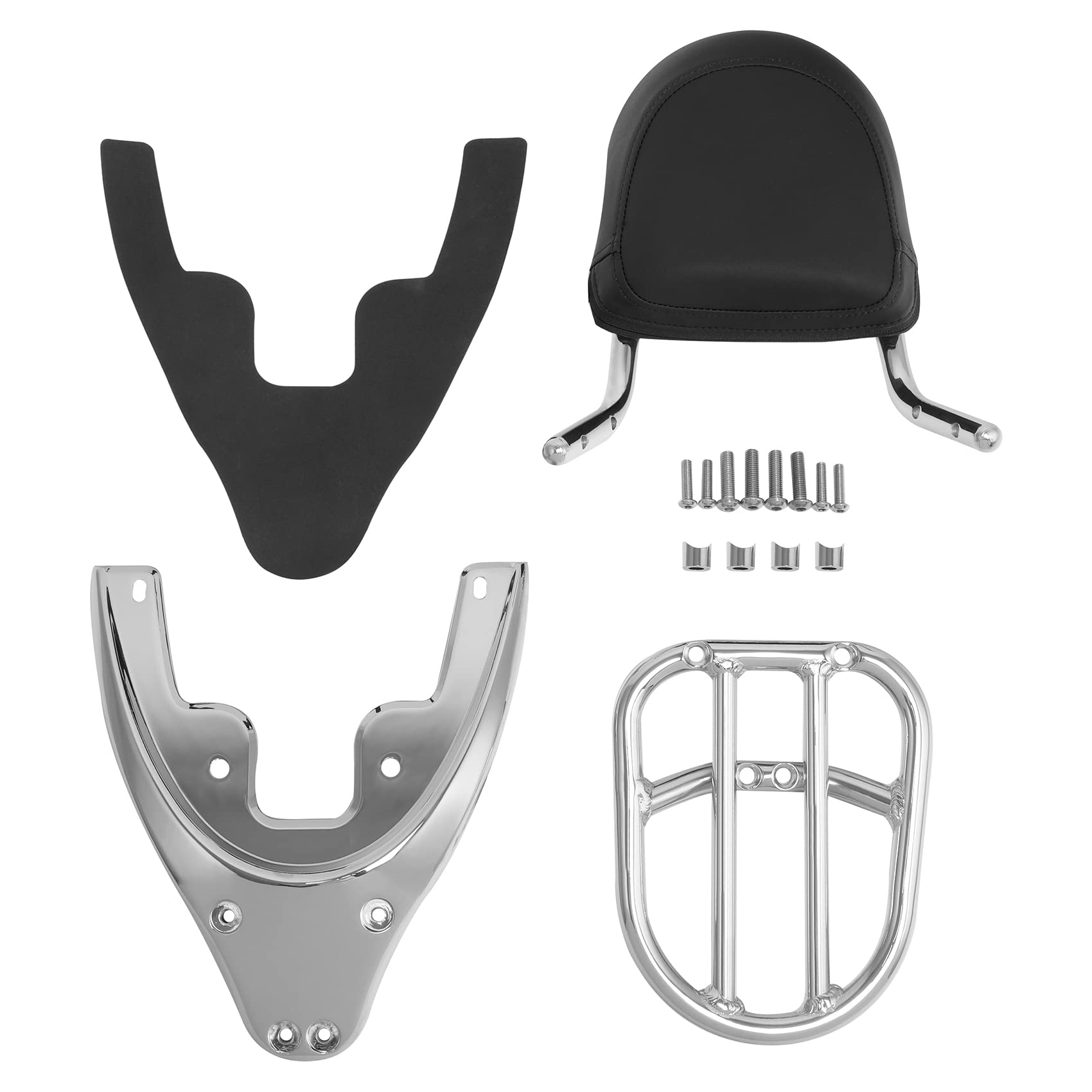 TCMT Gepäckträger Passend für Harley Davidson V Rod VROD VRSC 2002–2006 mit Rückenlehne und Grundplatte für Motorräder
