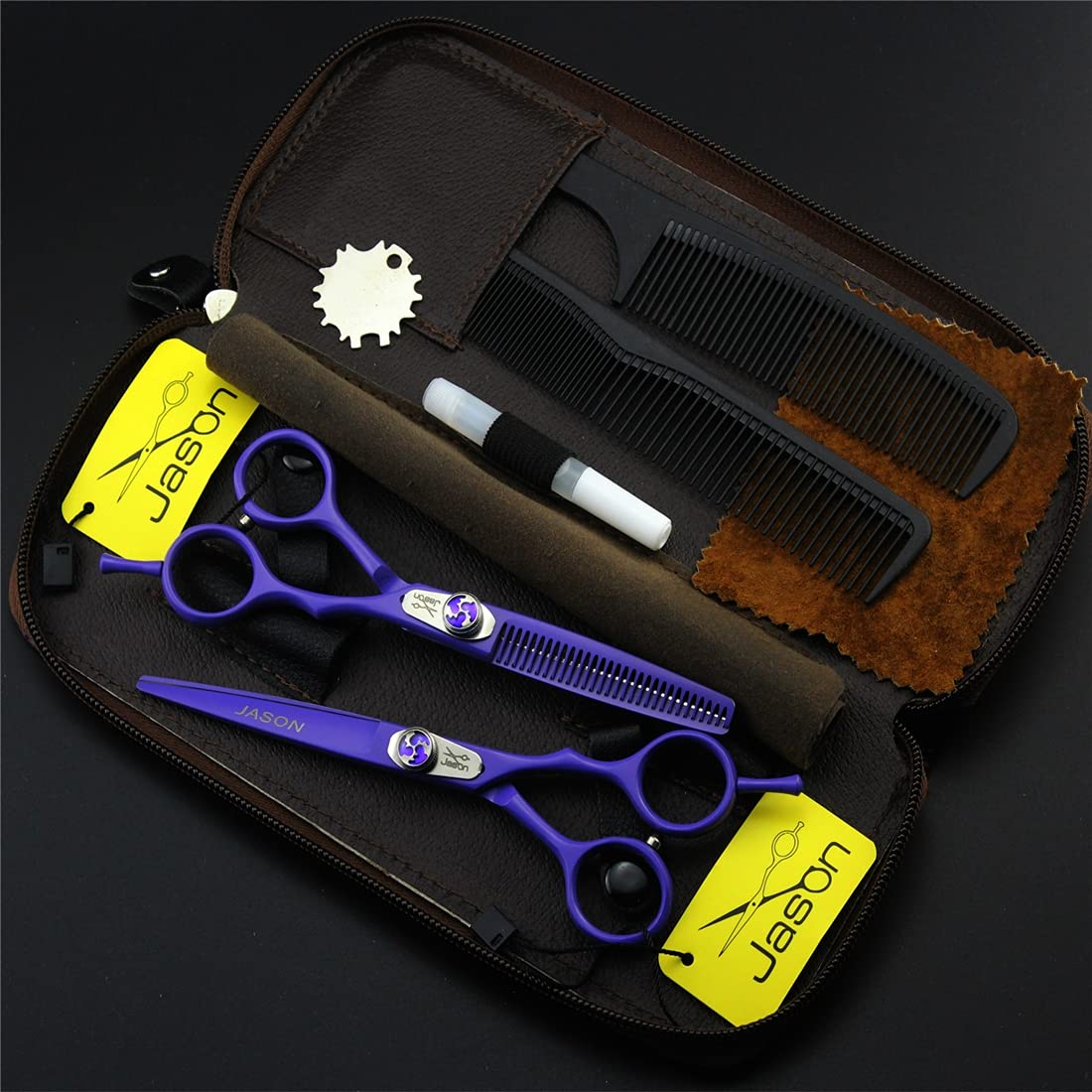Set di Cesoie per Capelli per Barbiere Set, Forbici per Parrucchieri in Acciaio Inox, Taglio di Capelli Taglio di Assottigliamento Adatto per Donne/Uomini/Bambini E Barbieri