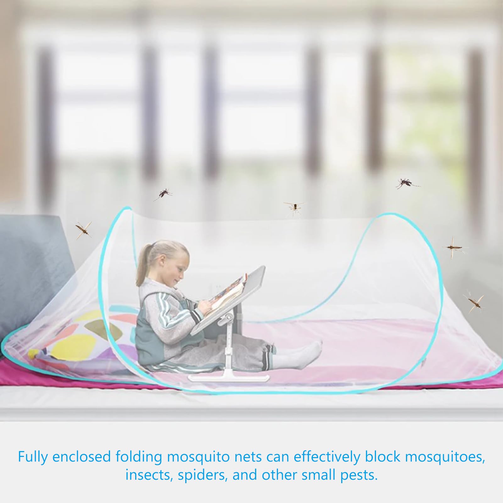 Zanzariera pieghevole pop-up ultra leggera, 200 x 80 cm, per camera da letto, campeggio