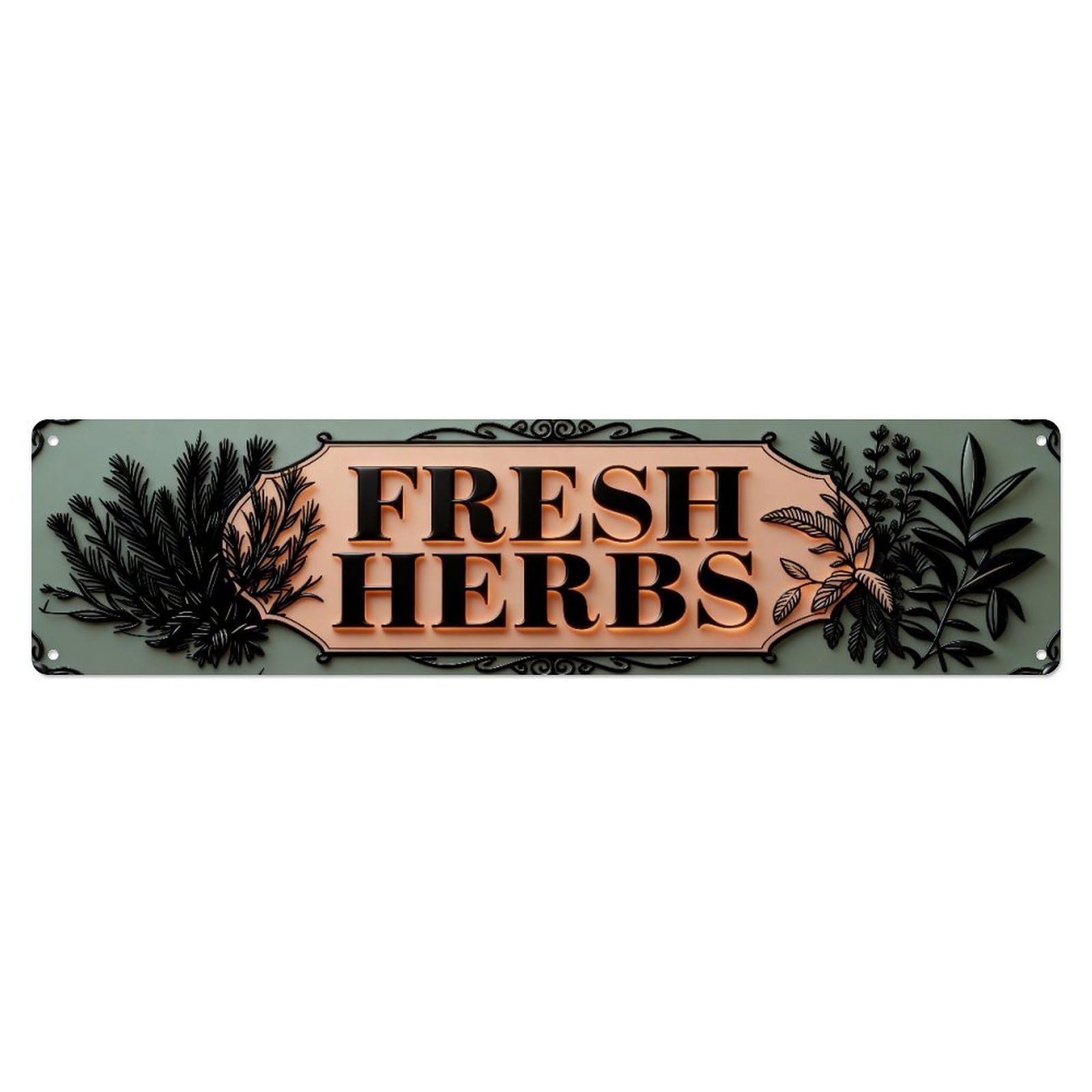 Fresh Herbs Botanical Pattern Metal Tin Sign Plaque