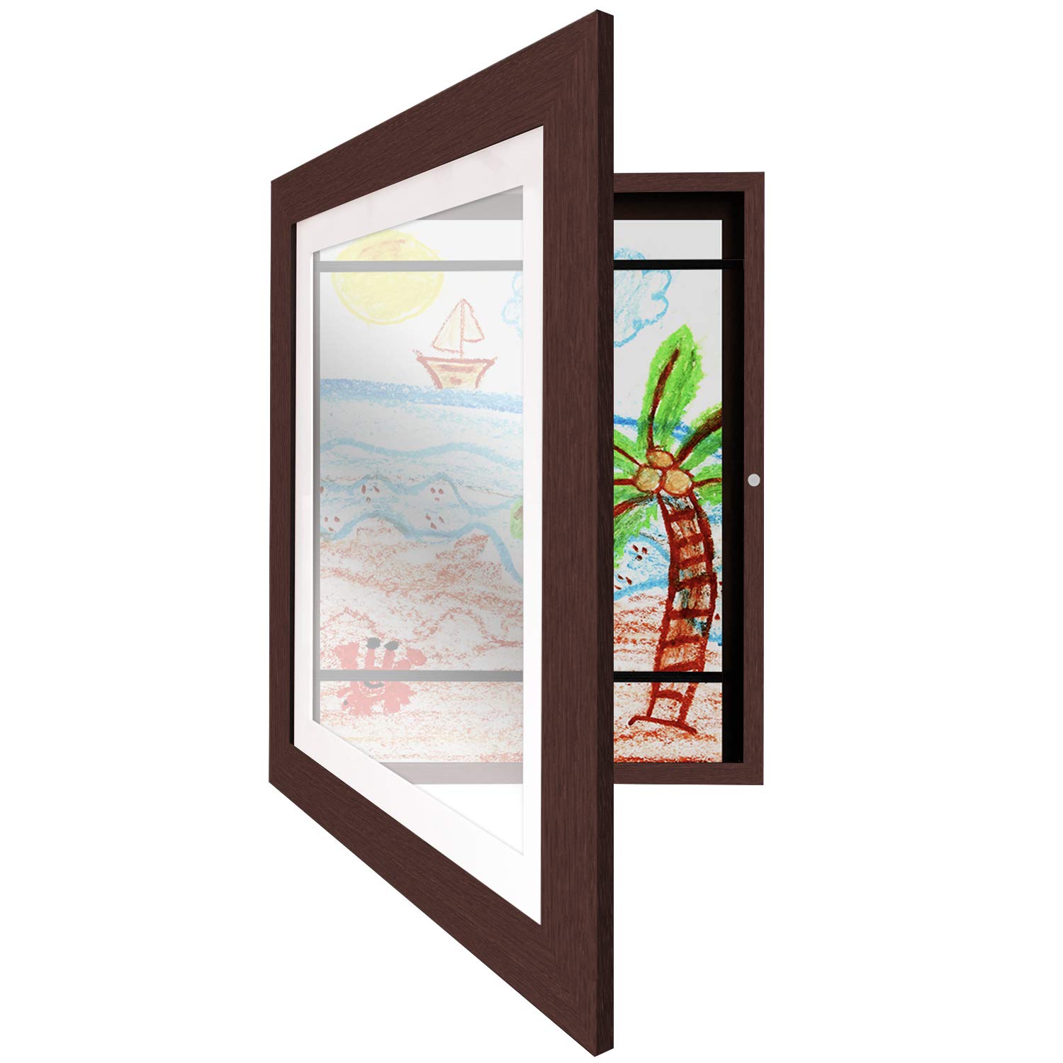 AmericanflatA4 Kids Artwork Display Frame in Mahogany - Use as 25.5x32 cm Kids Art Frame without Mount - Front Opening Childrens Artwork Display Holds 100 Pieces