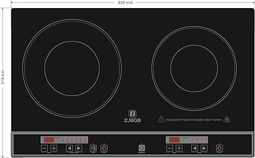 Miniatura 5 de ZJEQB Cocina eléctrica de 2 quemadores, cocina portátil de doble inducción con pequeña estufa de inducción, paneles duraderos fáciles de limpiar,
