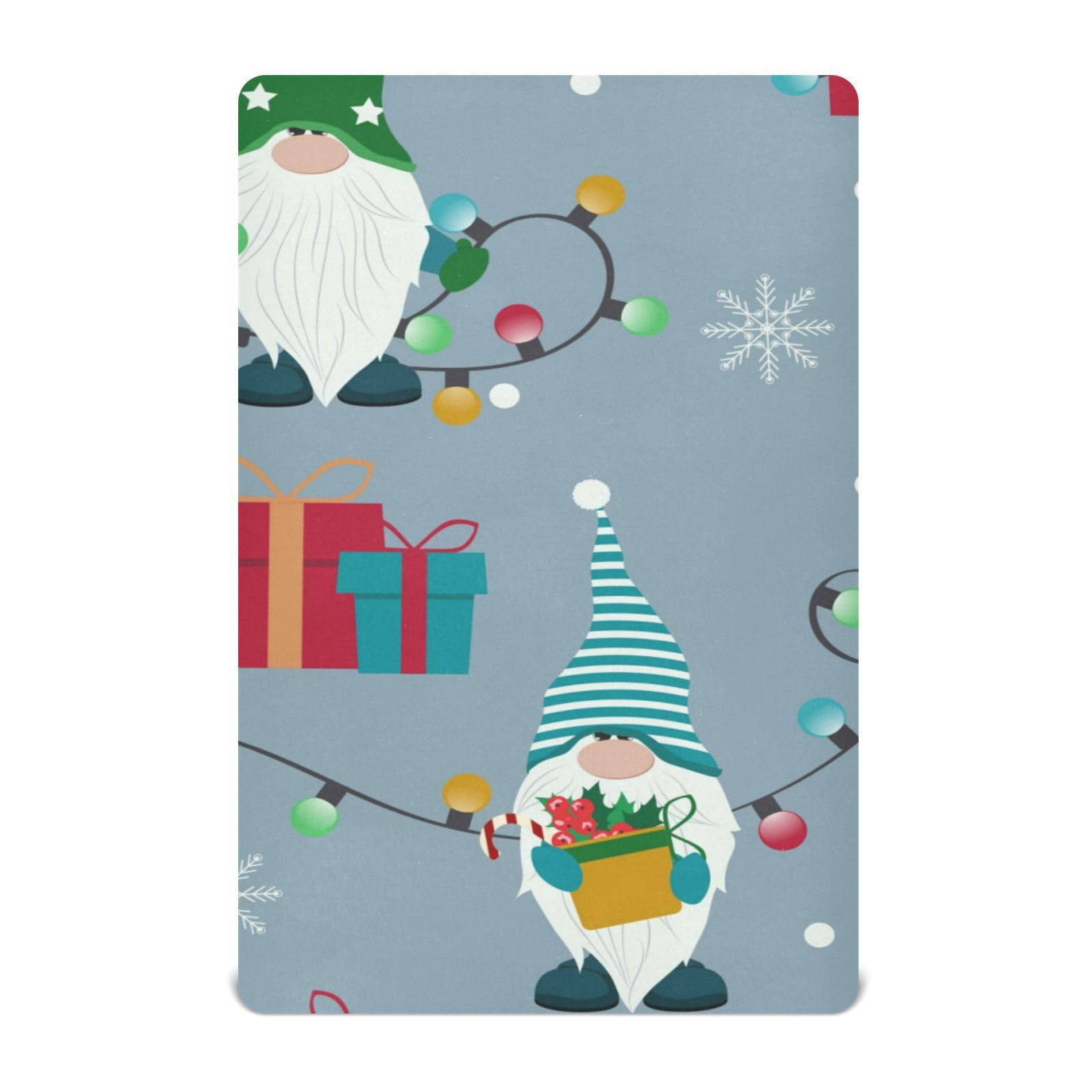 Moudou Christmas Gnome Playard Sheet for Boy Girls, Soft Breathable Fitted Toddler Sheet for Standard Playard Bed Mattress, 39 x 27 x 5 Inch
