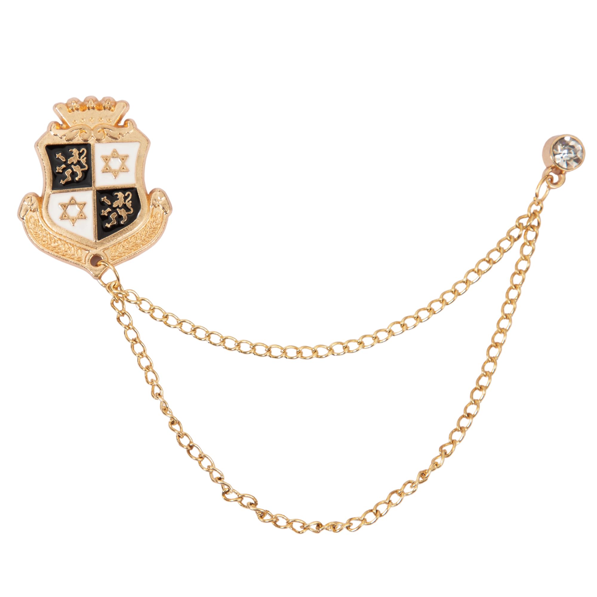 Men's Sheild Shape Golden Chain Brooch-image-28