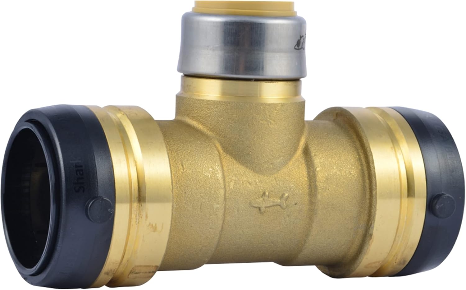 SharkBite 1-1/2 Inch x 1-1/2 Inch x 1 Inch Reducing Tee, Push To Connect Brass Plumbing Fitting, PEX Pipe, Copper, CPVC, PE-RT, HDPE, UXL08414128
