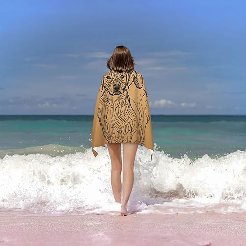 Miniatura 6 de MIXMEY Toalla de baño extragrande de microfibra suave con estampado abstracto de perro, 52 x 32 pulgadas, toalla de playa súper absorbente, adecuada