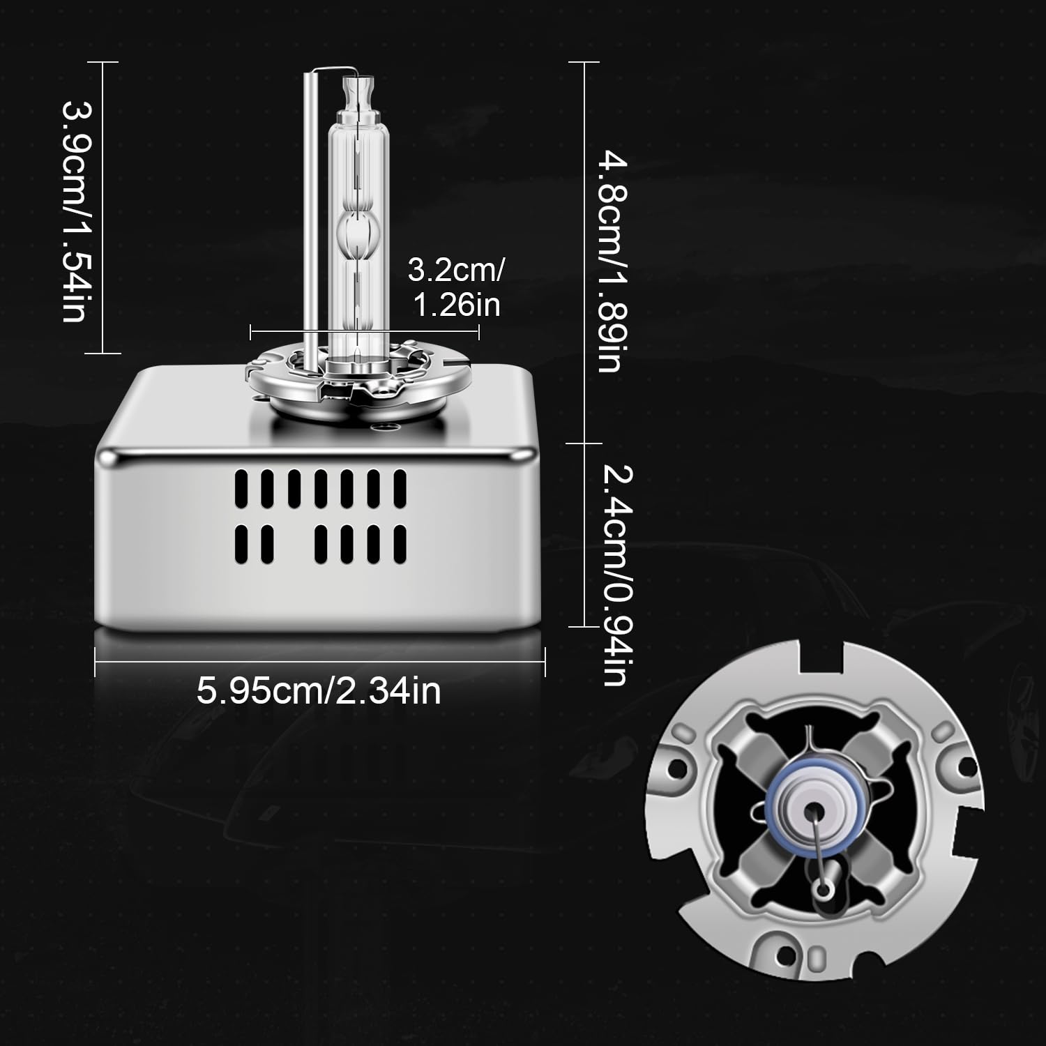 WinPower D5S Żarówka Ksenonowa 35W 6000K Reflektor Samochodowy Przedni Super Biały z Metalową Podstawą 12 V HID Lampa Wyładowcza Zestaw Wymienny, 2 Części