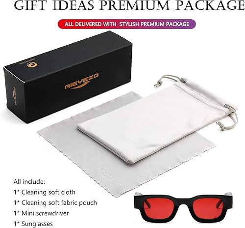 Miniatura 7 de AIEYEZO Gafas de sol rectangulares gruesas modernas para mujeres y hombres retro de los años 90 cuadradas polarizadas