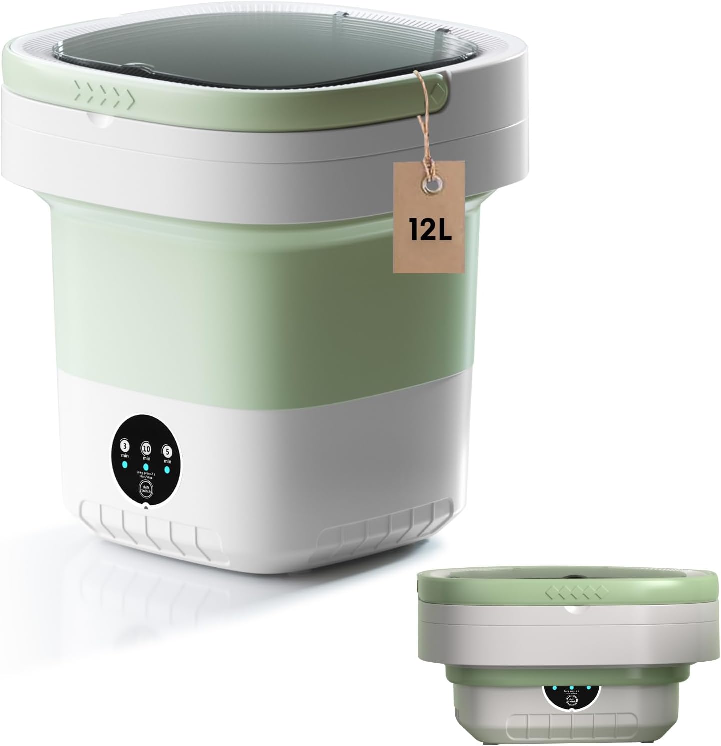 Portable Washing Machine, 7L/12L Upgraded Mini Washing Machine, Suitable for Small Clothes, Foldable Laundry Machine, Ideal for Dorm, Home, Hotel, Camping and Travel (Green, 12L) Portable Washing Machine, 7L/12L Upgraded Mini Washing Machine, Suitable for Small Clothes, Foldable Laundry Machine, Ideal for Dorm, Home, Hotel, Camping and Travel (Green, 12L)