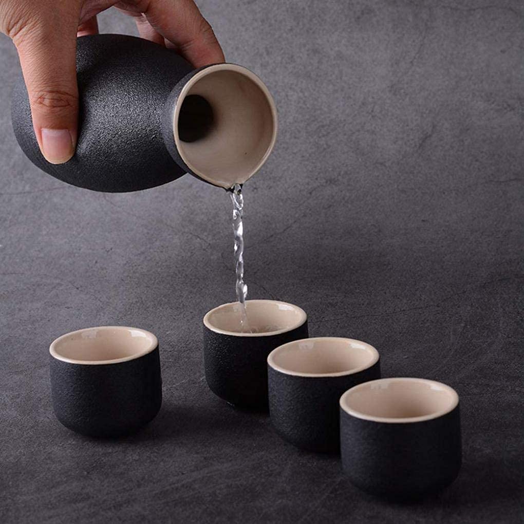 MRKU Service à saké Service à saké Tasse à saké Traditionnelle Design Peint à la Main Porcelaine Poterie Céramique Artisanat Verres à vin Tasses à saké 7 pièces, Blanc, Triangle