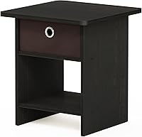 Vista 205 de Furinno- Colección Andrey- Mesa auxiliar, estación de carga con puerto USB y puerto tipo C c/compartimento de almacenamiento, 15.55 pulg ancho x