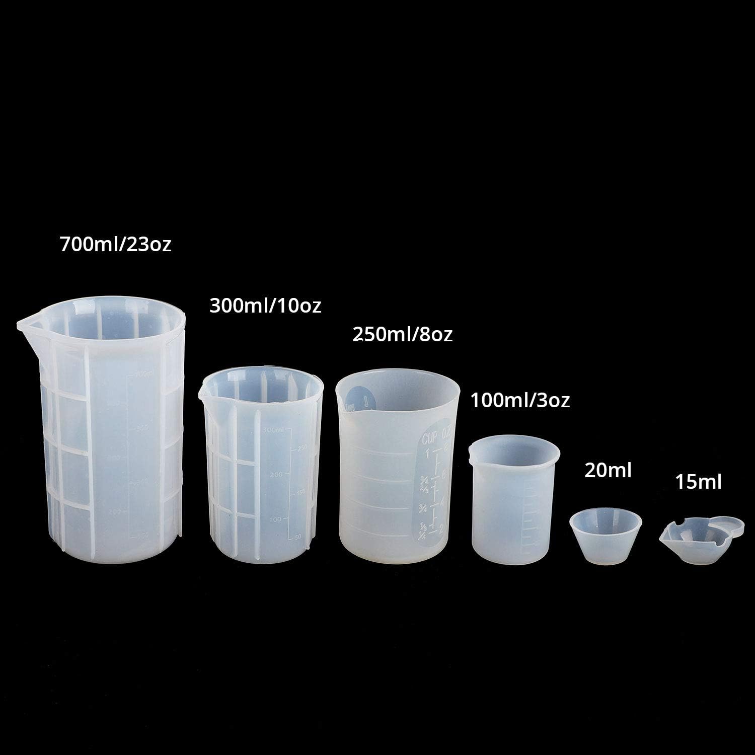 Silicone Resin Measuring Cups Tool Kit, Gartful 2pcs Large 250ml and 4pcs 100ml Reusable Measurements Cups Angled, 12pcs Mixing Cups, 3pcs Silicone Epoxy Stir Sticks, Crafts DIY Set Pack of 21