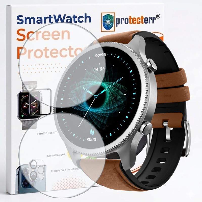Image of 2-Pack Screen Protector for NoiseFit Halo 1.43 inch Smartwatch - Flexible TPU Screen Guard, HD Clear, Anti Scratch, Bubble Free, Full Coverage Film - Not Tempered Glass