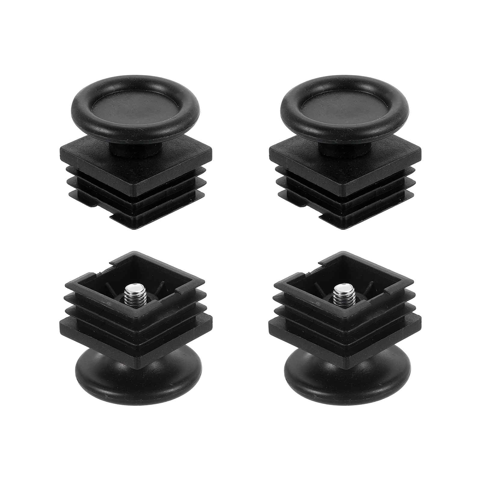 DTGN 38x38mm(LxW) Adjustable Leveling Feet - 4Set - Good for Furniture - Square Insert Kits Furniture Glides - Black