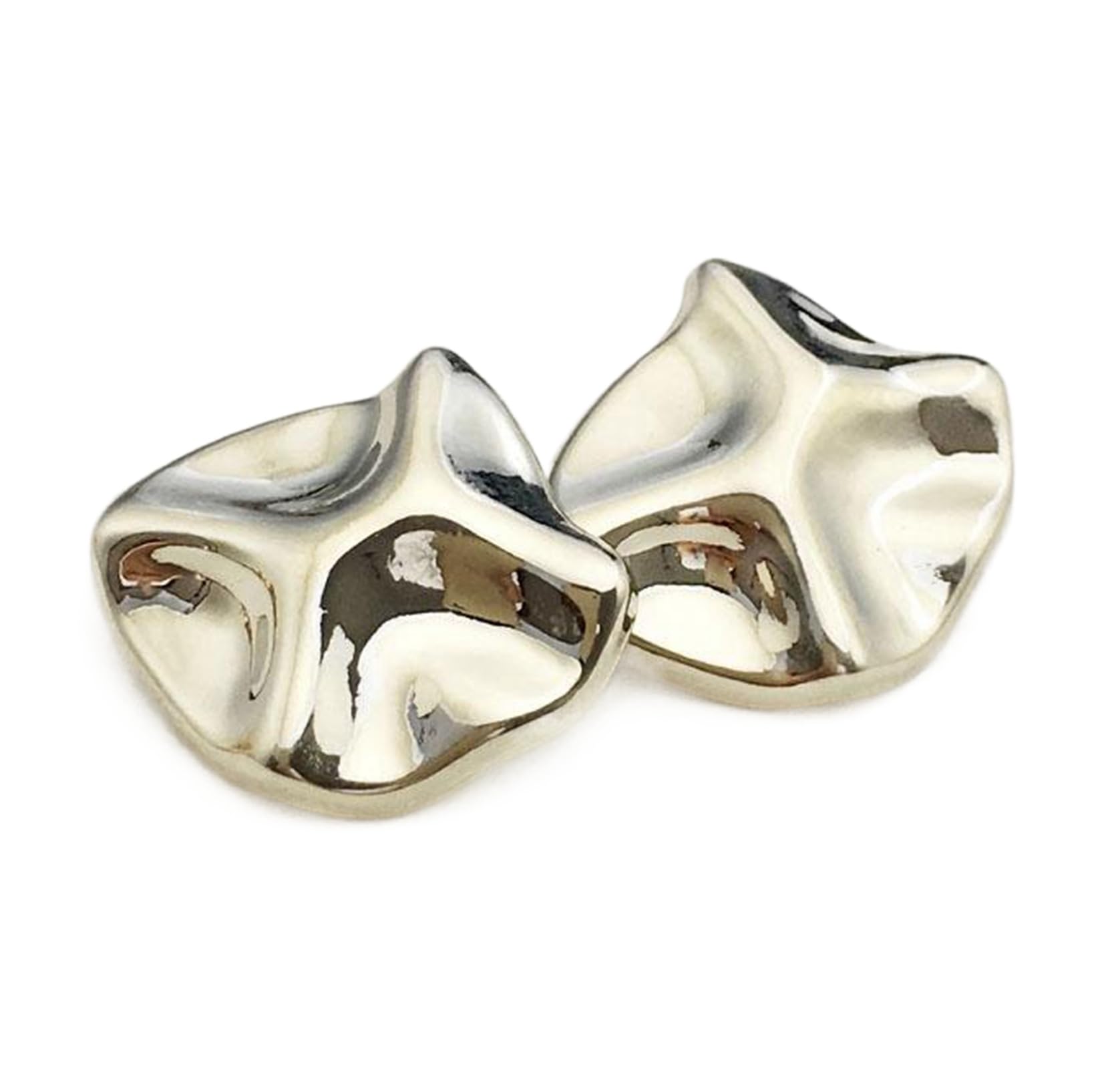 Buttons Gold Irregular Shaped Metal Decorative Buttons, Silver, 20mm (6 Pieces)