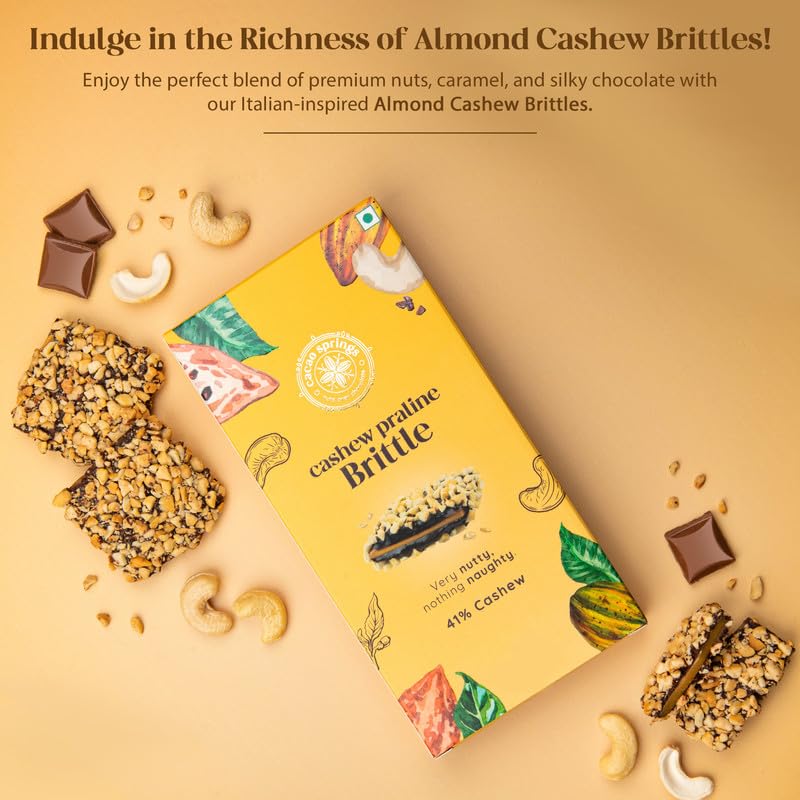 Image of Cacao Springs Premium Cashew Praline Brittle Gift Box, Premium Choco & Nut Delicacy Treats, Great for Snacking, Premium Gift Hamper for Christmas Gifts, 3 Pieces in Each Box, 2 Boxes, 84gm