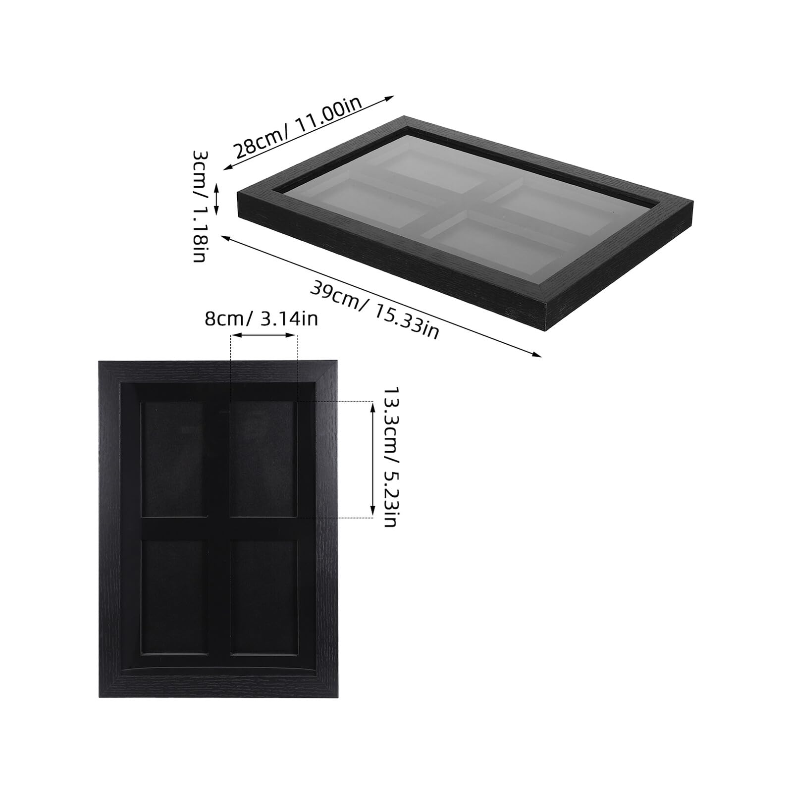 Lurrose Gerahmter Sammelkarten Rahmen für Wand und Tischmontage 4 Fächer Transparente Abdeckung Psa Kompatibel Kartendisplay für Sammelkarten und Trading Cards