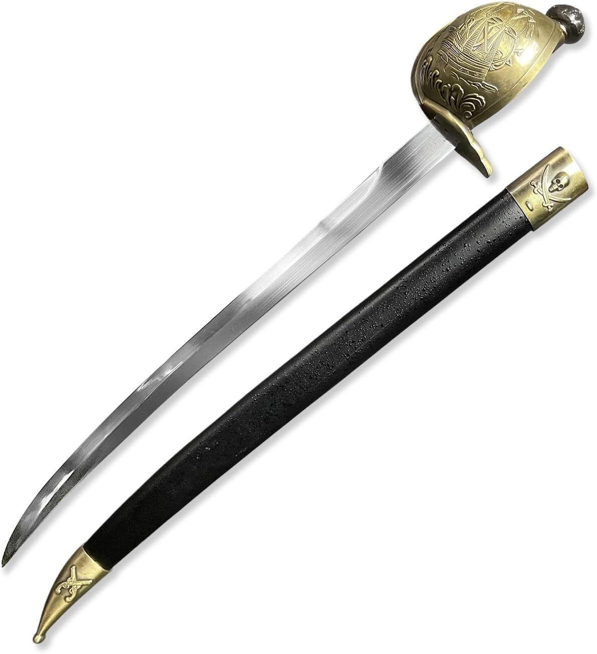 Caribbean Pirate Style Cutlass Sword, Classic Nautical Design Display Piece, Costume Accessory for Cosplay, LARP Practice Item, Outdoor Sports Swing Use