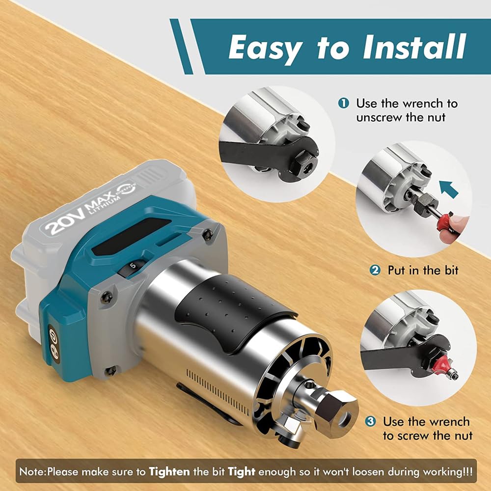 Professionele accu-kantenfrees, compatibel met Makita 18V-accu, bovenfrees, randfrees, eenhandsfrees, 30.000 tpm borstelloze trimfrees, houtsnijfrees (zonder accu) (A