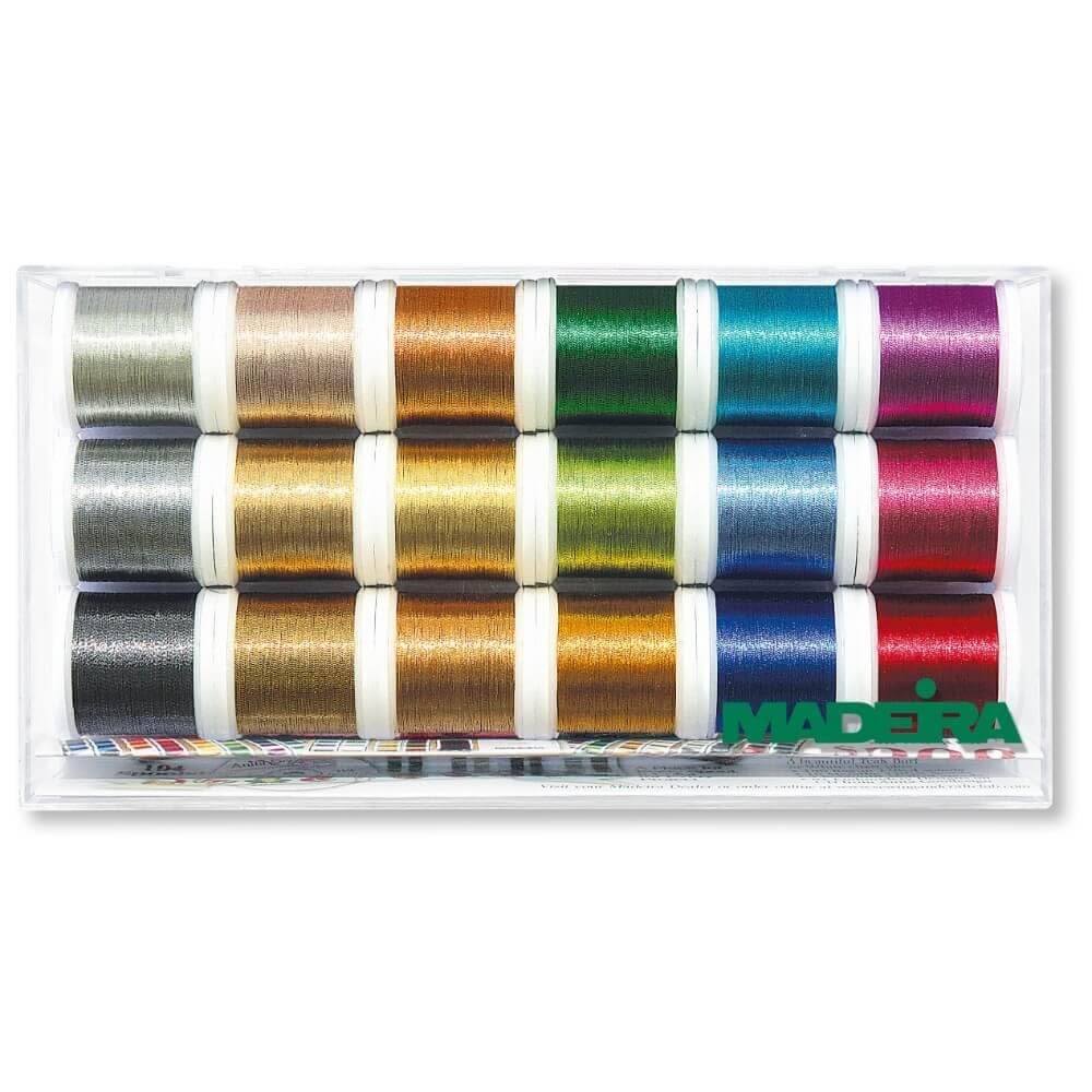 Madeira Glamour gładka nić metaliczna - do szycia ręcznego i maszynowego, do szycia i haftu, niezwykle elastyczna i trwała - 18 x 200 m, różne kolory