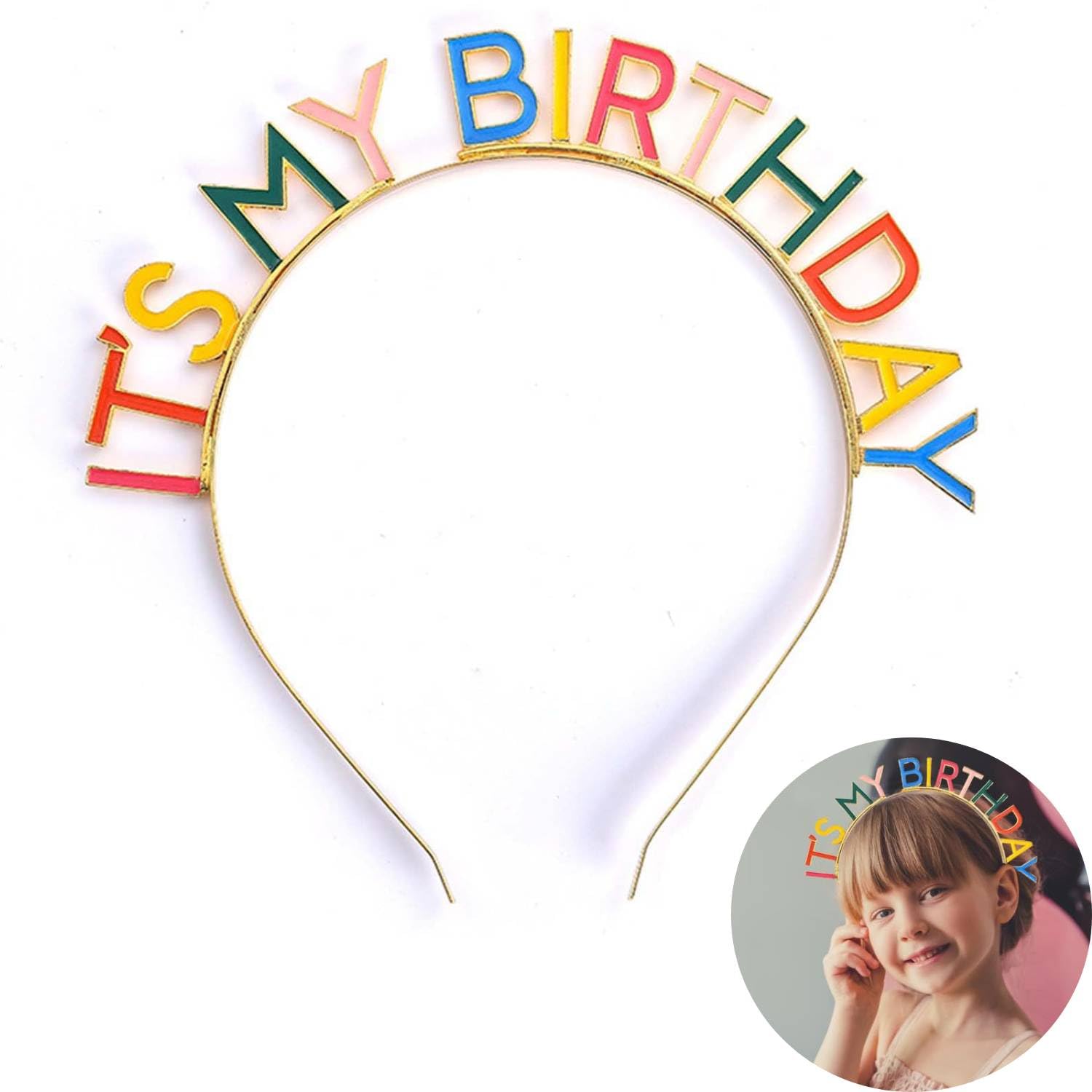 JOYVOX Colorful Birthday Headband with Bold Statement - Birthday Crown, IT'S MY BIRTHDAY Headband, Fun Party Hair Accessory for Girls and Women